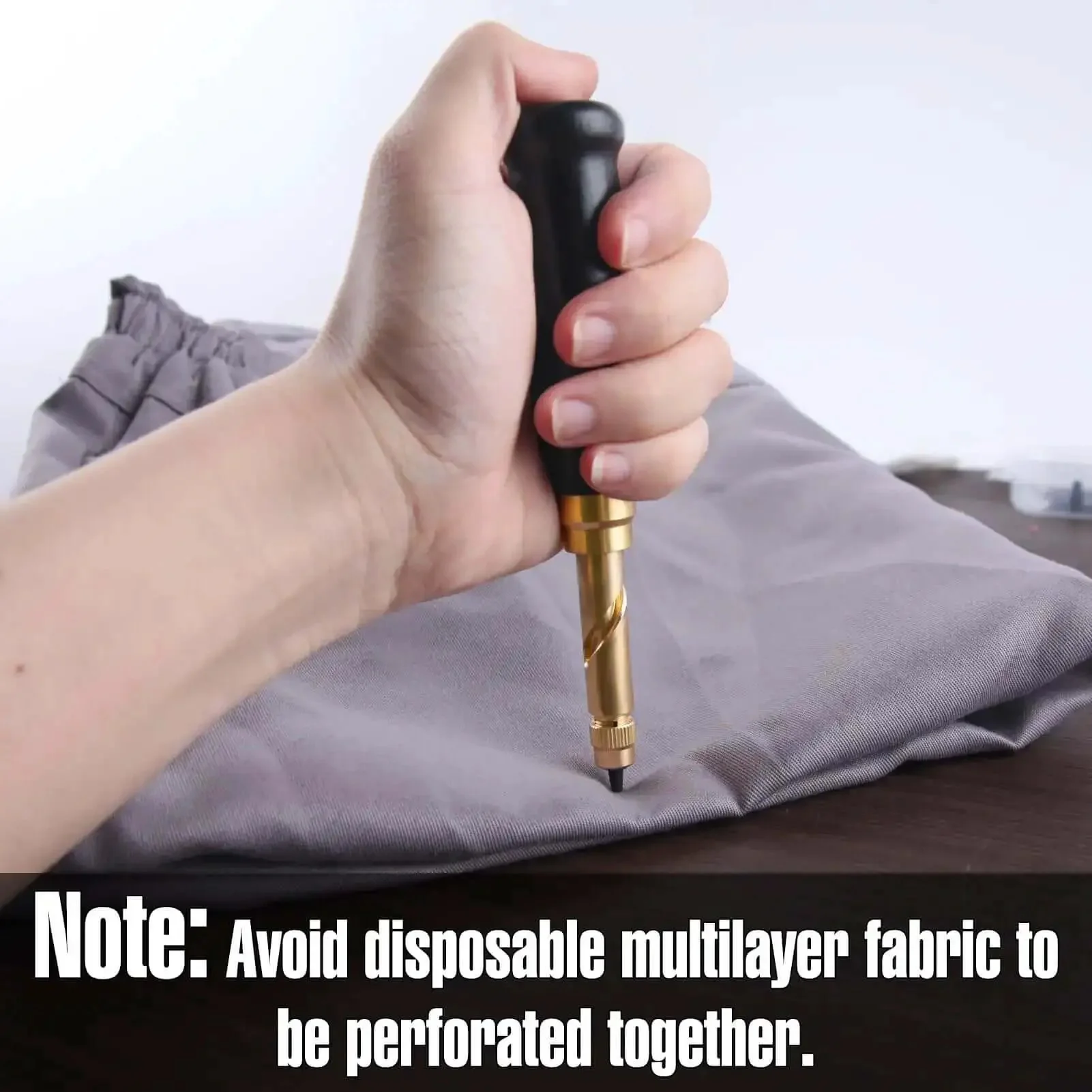 Adjustable Leather Hole Punch Tool With Wood Handle And Six Drill Sizes 1.5mm 2mm 2.5mm 3mm 3.5mm 4mm Includes Ruler Gloves And Storage Box For Belts Bags And Wristbands For DIYers And Makers - Image 2
