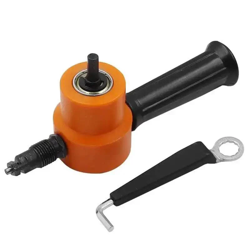 Adjustable Metal Sheet Cutter Attachment For Drill With Double Head Beefy Nibbler Iron Cutting Tool Modification Plate Punch Scissors DIY Electric Drill Accessory Color Set A