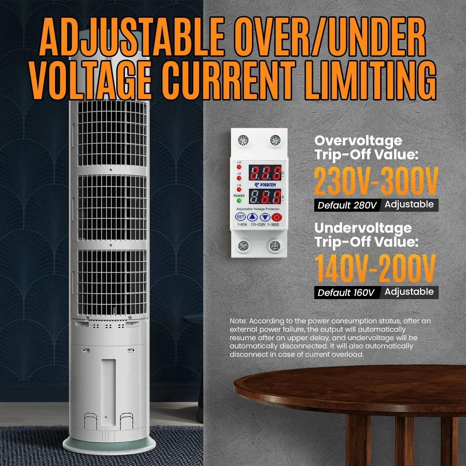 Adjustable Miniature Circuit Breaker With Time Delay And Auto Reset No Nonsense Safety, 110/230V Two Pole, 1 To 63A Current Limit, Quick Disconnect, Overvoltage And Undervoltage Protection For Safe Home And Shop Electrical - Image 5