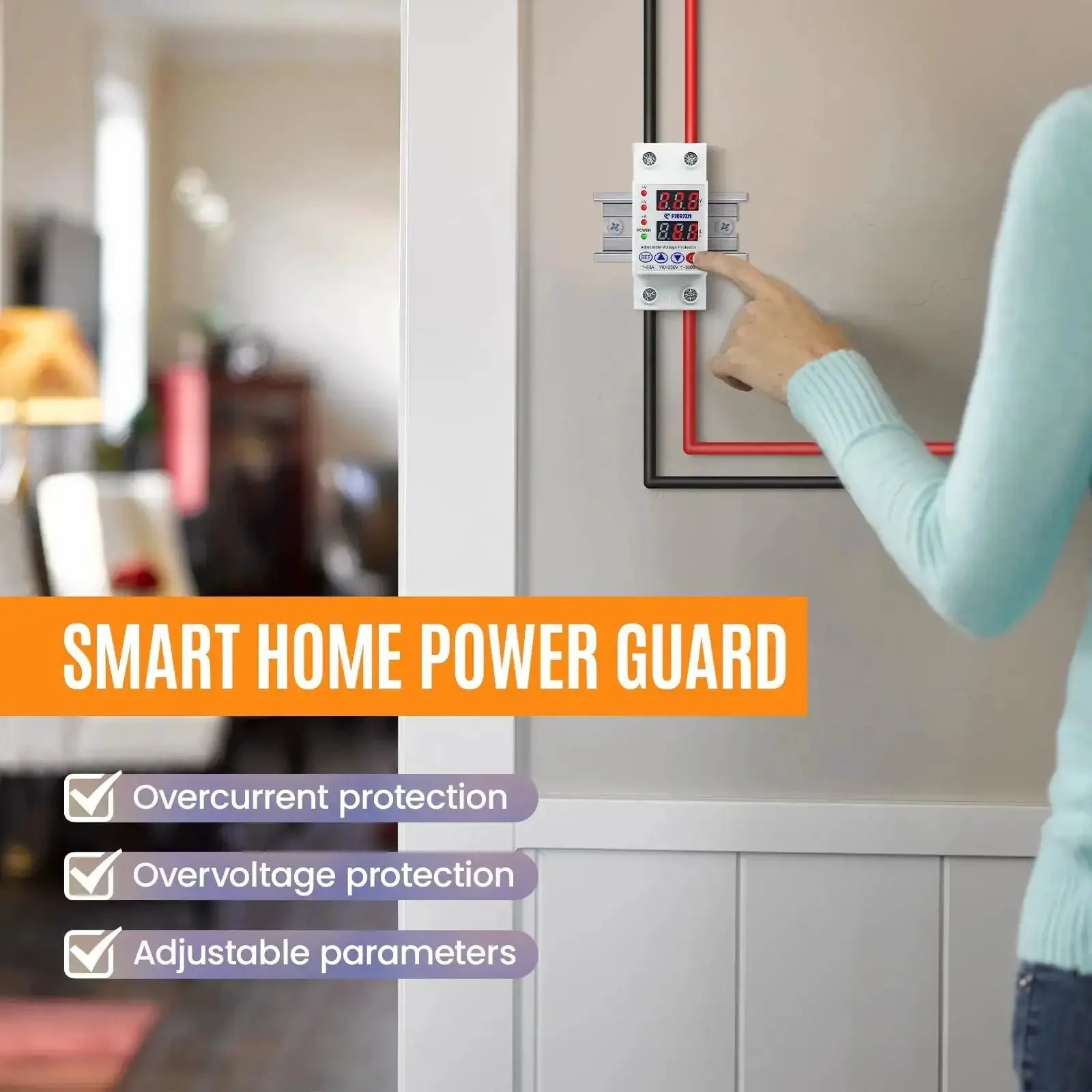 Adjustable Miniature Circuit Breaker With Time Delay And Auto Reset No Nonsense Safety, 110/230V Two Pole, 1 To 63A Current Limit, Quick Disconnect, Overvoltage And Undervoltage Protection For Safe Home And Shop Electrical - Image 8