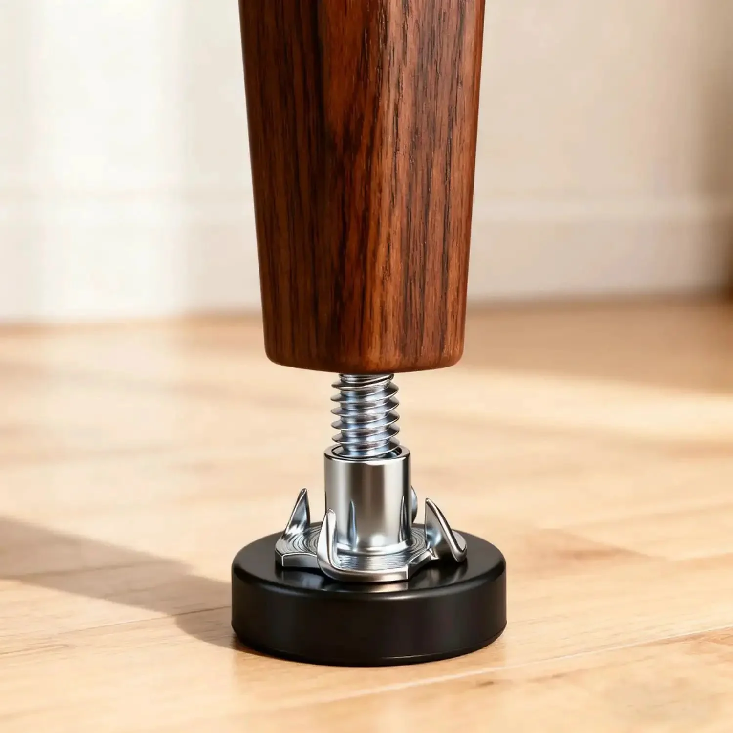 Adjustable One Quarter Inch Thread Leveling Feet With T Nuts 12 Pack Screw In Furniture Levelers For Desks Tables Cabinets And Chairs Heavy Duty Floor Protecting Feet With One Inch Base - Image 2