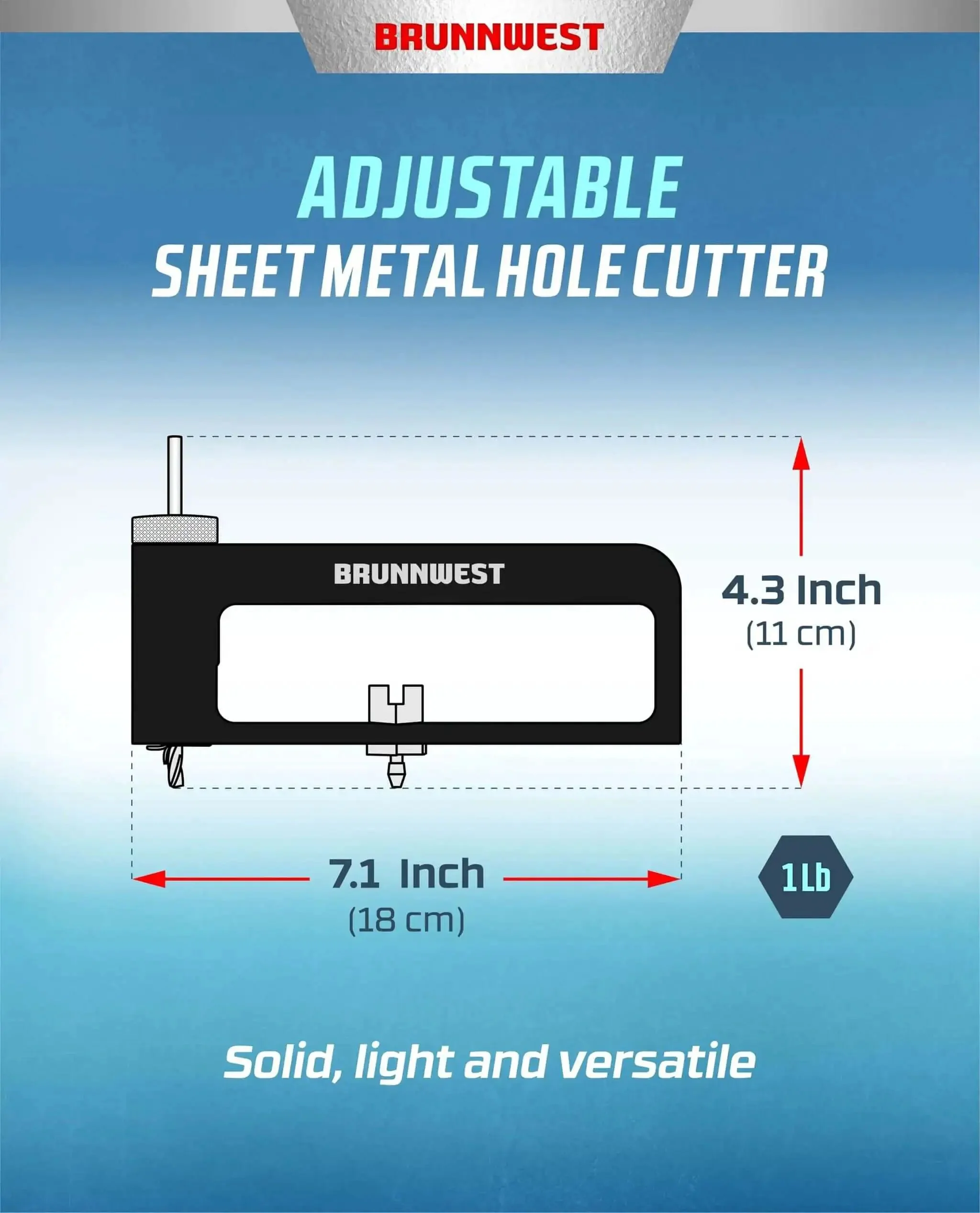 Adjustable Sheet Metal Hole Cutter With Two Extra Bits For Clean 2 To 12 Inch Circular Cuts In 24 Gauge Steel And 26 Gauge Stainless For HVAC Ductwork Roofing And Ceiling Installations Replacing Multiple Hole Saw Sizes - Image 2