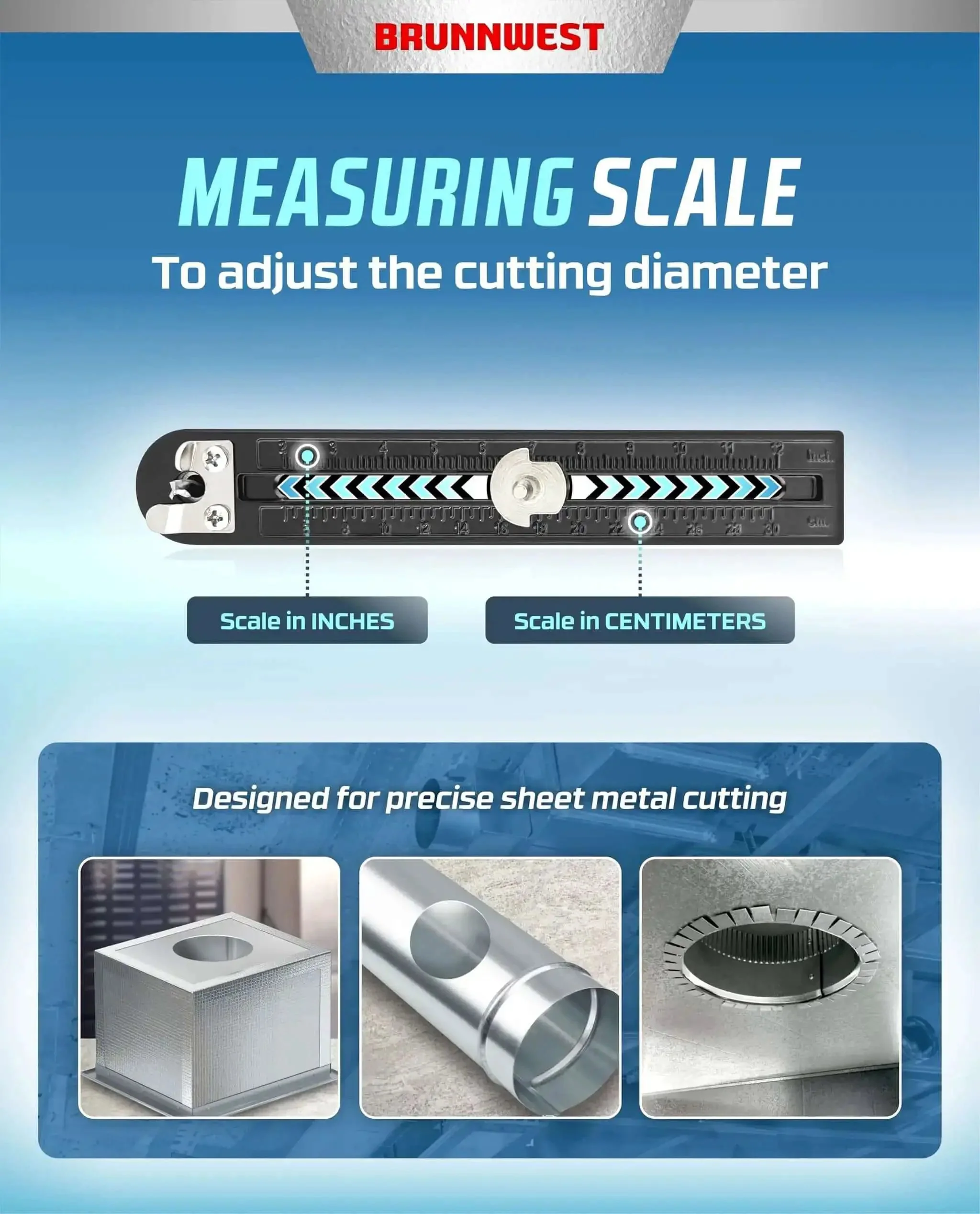 Adjustable Sheet Metal Hole Cutter With Two Extra Bits For Clean 2 To 12 Inch Circular Cuts In 24 Gauge Steel And 26 Gauge Stainless For HVAC Ductwork Roofing And Ceiling Installations Replacing Multiple Hole Saw Sizes - Image 3