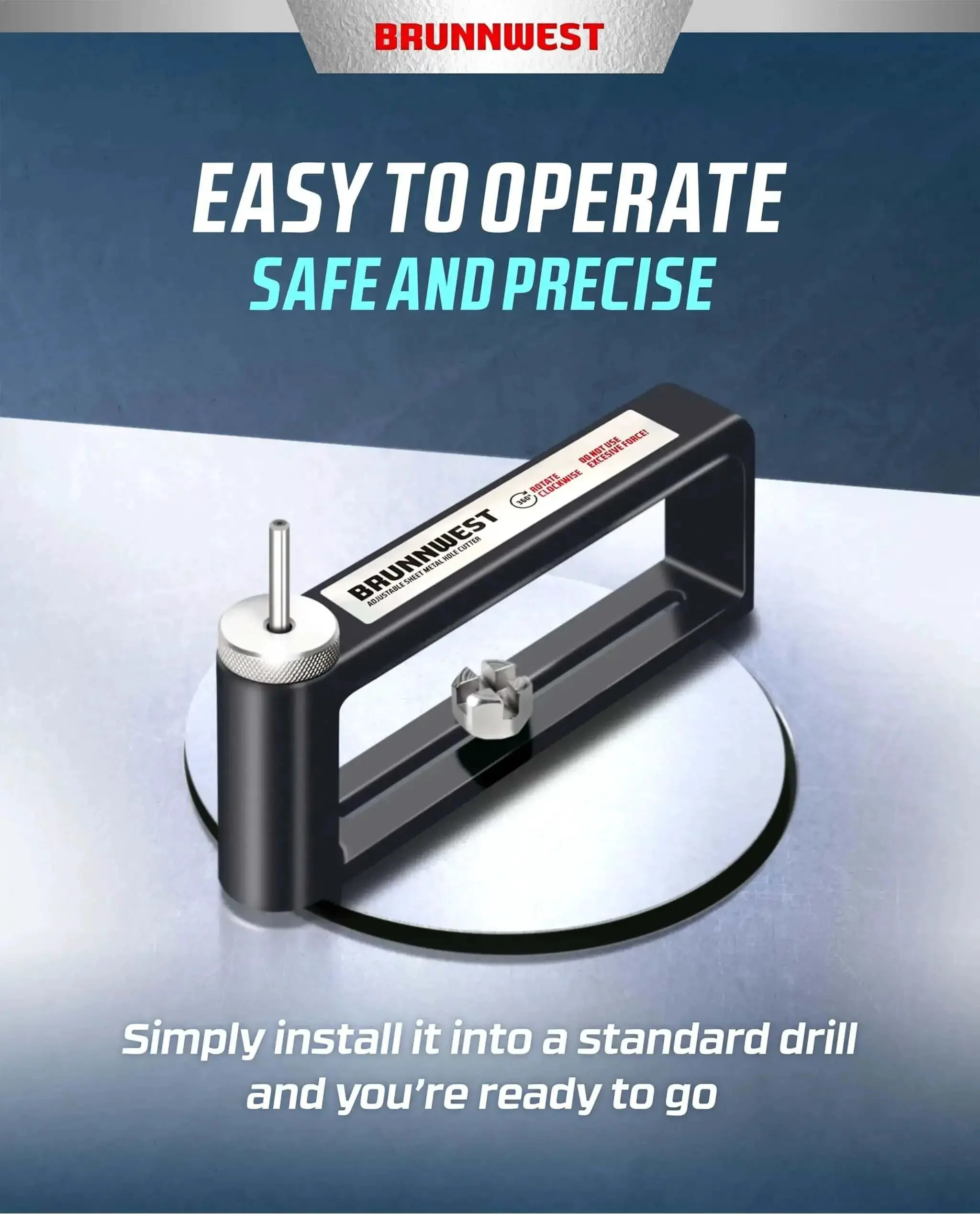 Adjustable Sheet Metal Hole Cutter With Two Extra Bits For Clean 2 To 12 Inch Circular Cuts In 24 Gauge Steel And 26 Gauge Stainless For HVAC Ductwork Roofing And Ceiling Installations Replacing Multiple Hole Saw Sizes - Image 4