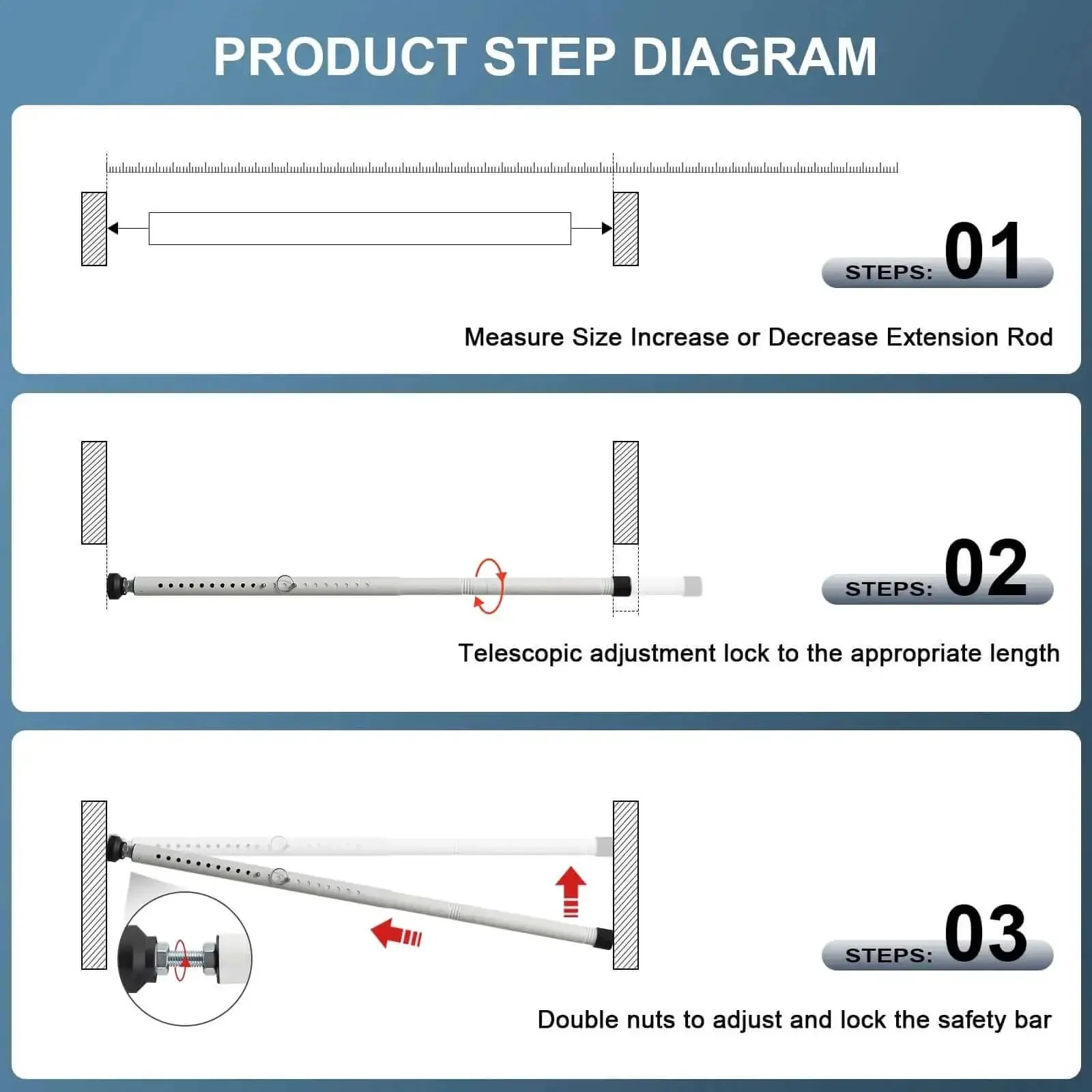 Adjustable Sliding Door Security Bar 17.5 To 50 Inches, Heavy Duty Inside Window Bar For Sliding Glass Doors, White Finish, Withstanding Up To 400 Pounds, Easy Install For Home, Apartment, And Bedroom Security - Image 4