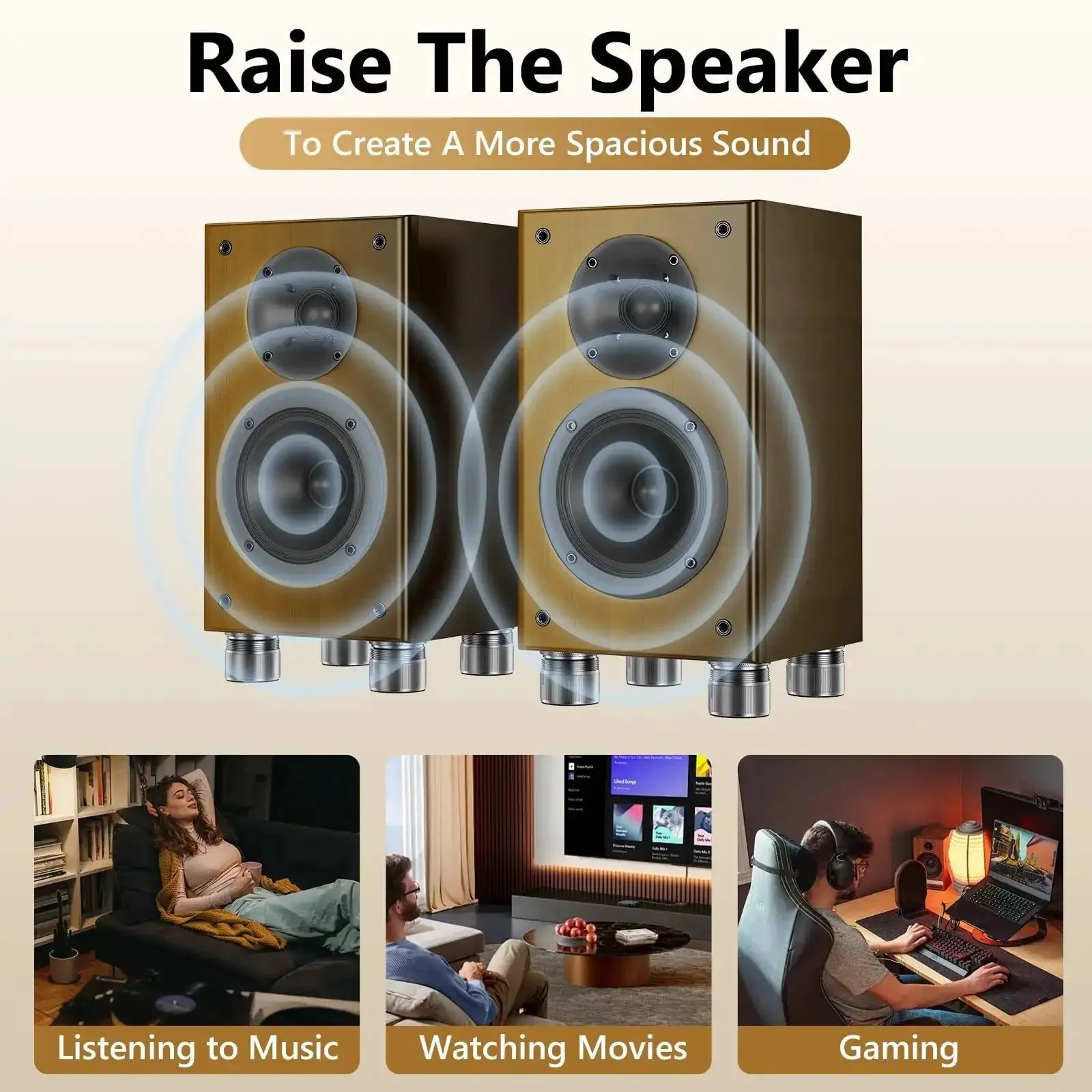 Adjustable Speaker Isolation Feet 4 Pack With Height Adjustable 0.9 to 1.5 Inch Vibration Damping Stands Non Slip Pads Heavy Duty 500 Lb Capacity For Subwoofers Turntables Home Audio And Furniture - Image 5