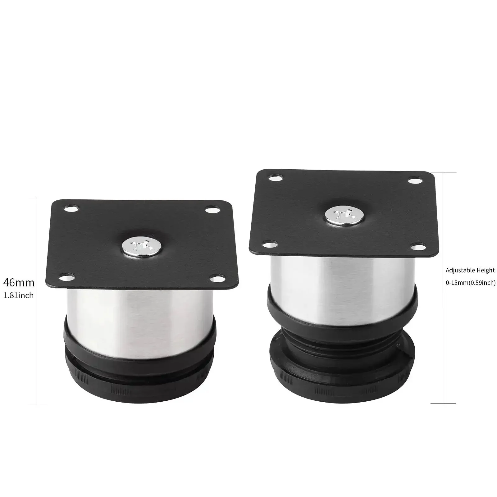 Adjustable Stainless Steel Round Furniture Feet Set Of 4 For DIY Cabinets, Tables, Shelves And Sofas, Silver And Black, Height Adjustable, 50x60x50mm Dia X W X H - Image 7