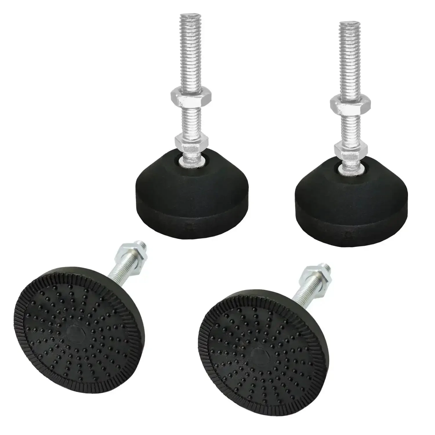 Adjustable Threaded Pole Leveling Feet For Furniture Glide 4 Pack M8x50mm And M8x1.25mm Threads With Easy Install No Fuss Height Adjustment Black Silver Tone Durable Floor Protectors