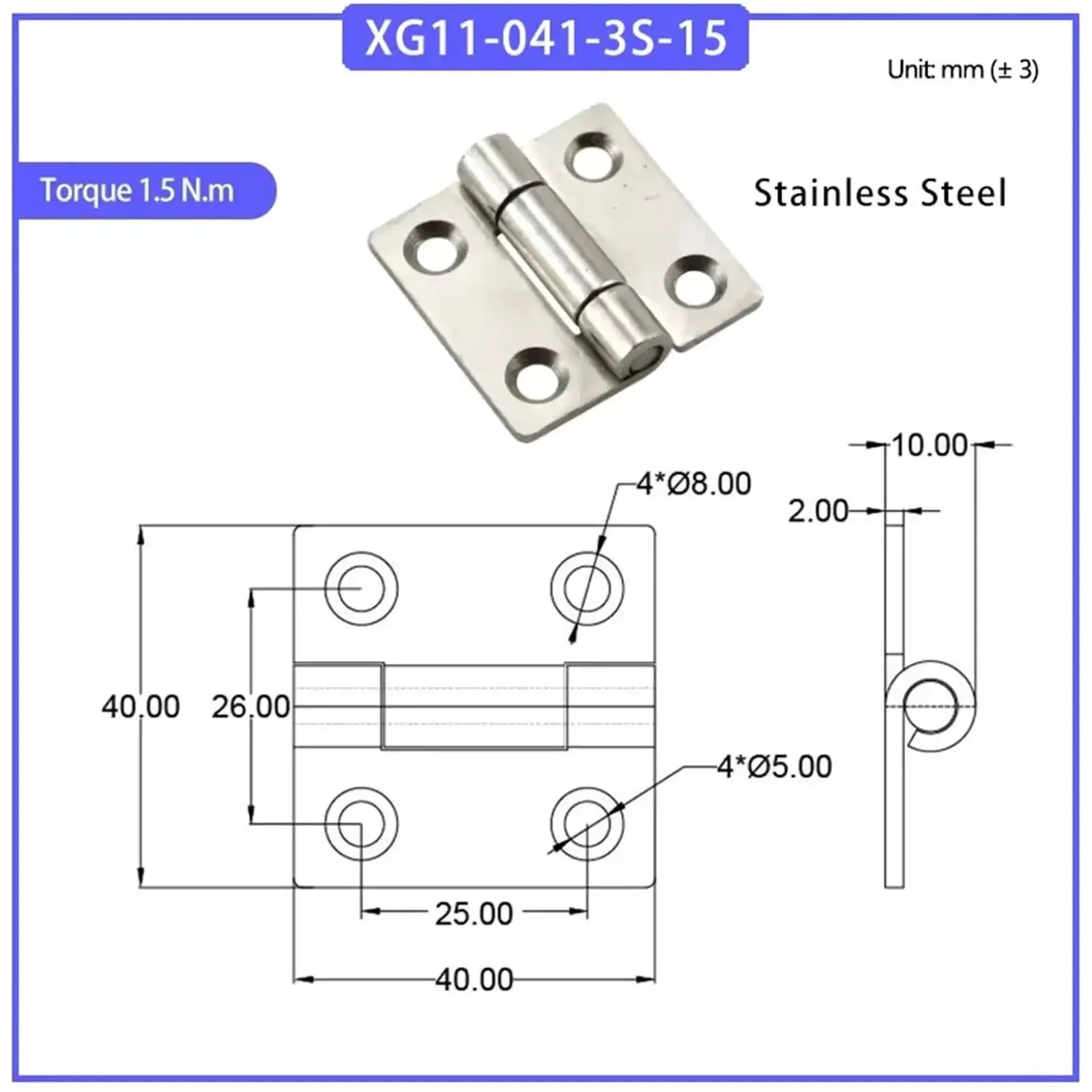 Adjustable Torque Damping Hinge 1.5 Inch With Stop Function Cabinet Door Hardware 1.5Nm XG11-041-3S-15 One Piece Soft Close Gear For Easy Install Smooth Quiet Opening And Durable Performance - Image 6