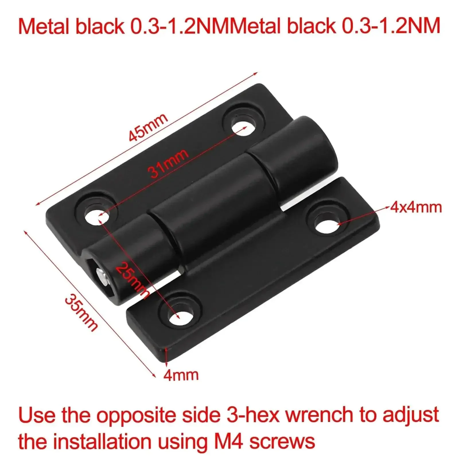 Adjustable Torque Hinge For Cabinets And Furniture Flat 360 Degree Rotation Hex Wrench Included Easy Install Heavy Duty Black Finish Self Closing Hardware For Doors And Drawers Durable Smooth Operation - Image 2
