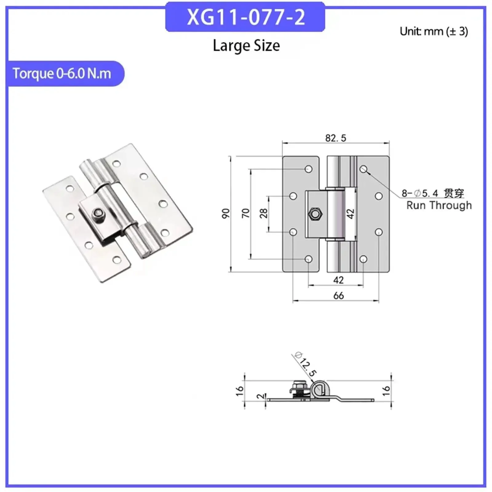 Adjustable Torque Hinge In Stainless Steel For Industrial Automation Equipment, Tough-As-Nails Heavy-Duty Build With Smooth Torque Control, Ideal For Industrial Doors, Access Panels, And Machinery Hatches XG11-077-2 - Image 5