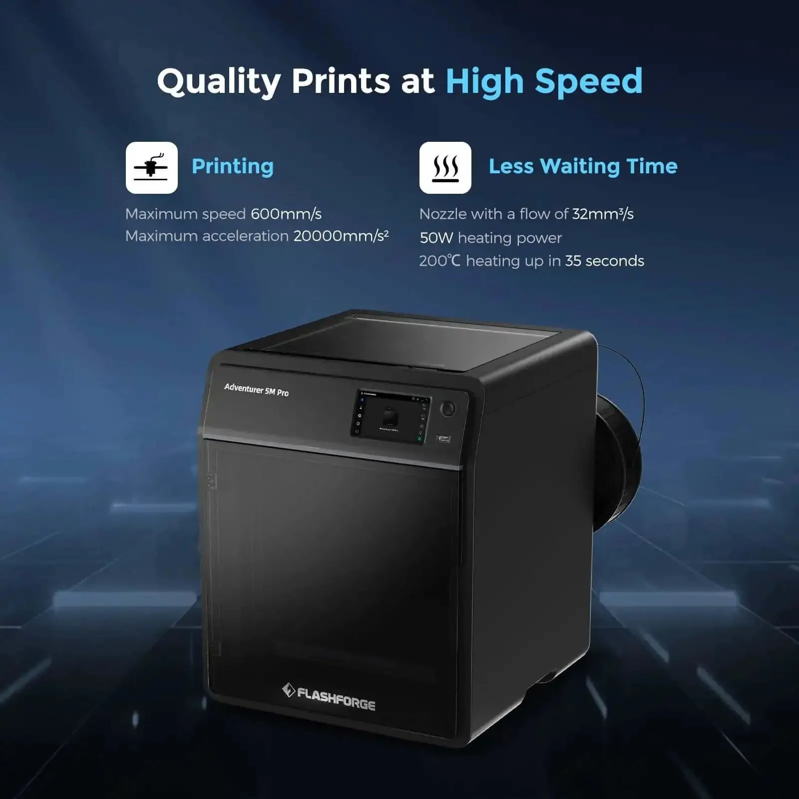 Adventurer 5M Pro High Speed Enclosed 3D Printer For Home And School, 220x220x220 mm Build Volume, Quick Heat Up To 200 Degrees Celsius, 600mm/s Printing, Safe Family And Kid Friendly Setup, Best Go To Tool For Students And Makers - Image 8