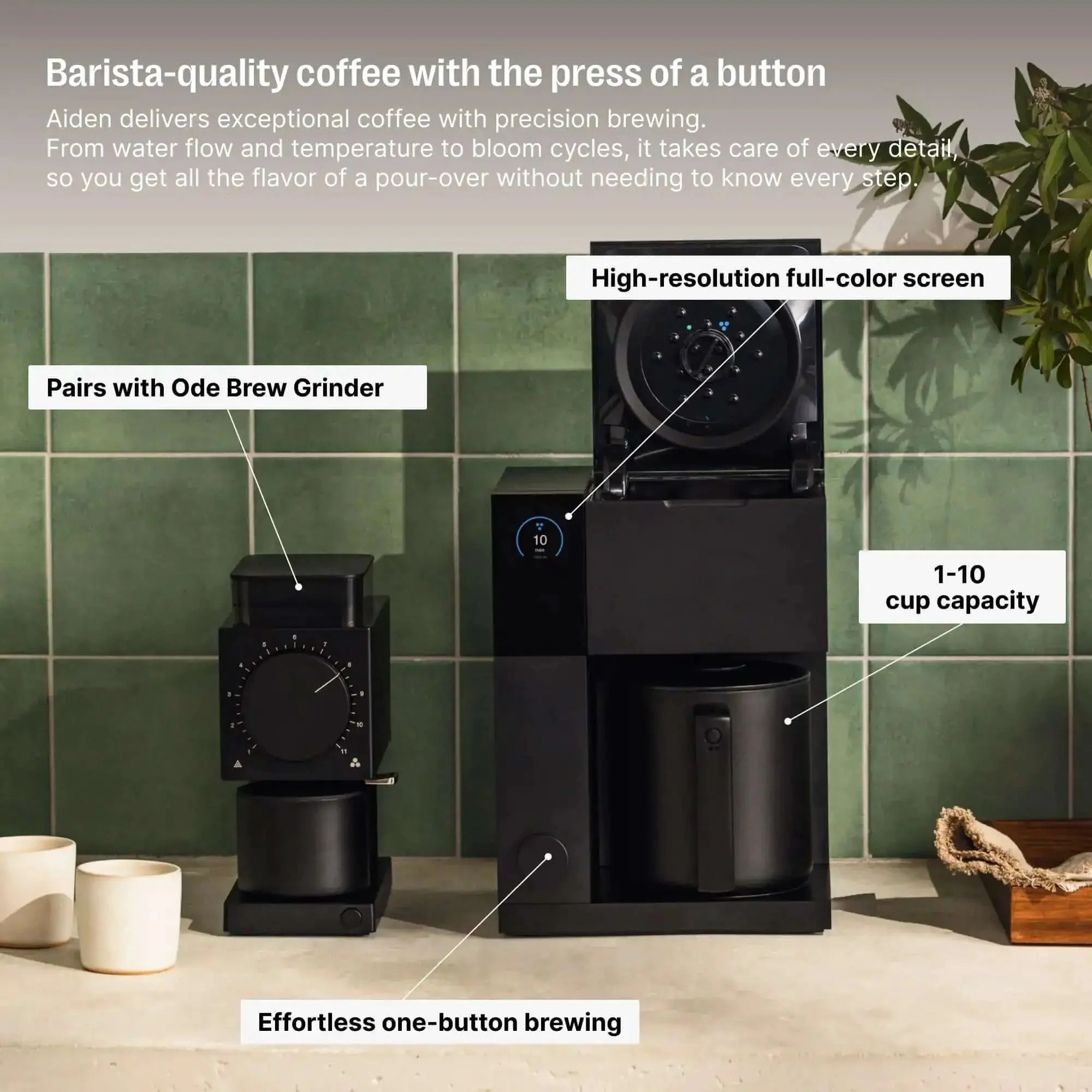 Aiden Precision Coffee Maker With Thermal Carafe 10 Cup Programmable Drip Coffee Machine For Single Serve And Batch Brew Adjustable Brew Strength Removable Water Tank Matte Black - Image 3