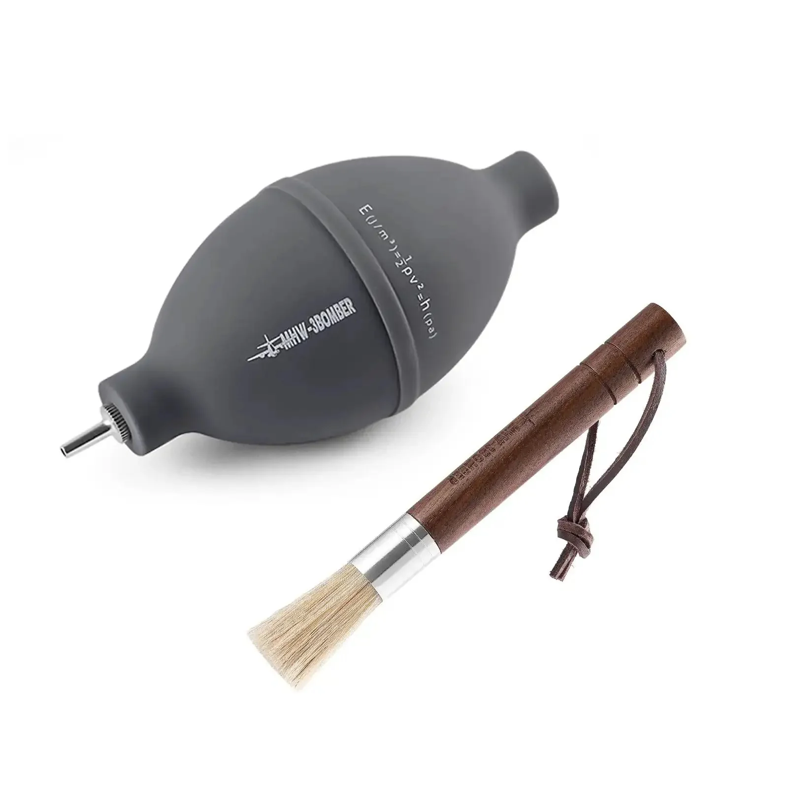 Air Blower And Cleaning Brush Kit For Espresso Machines And Coffee Grinders, All In One Dust Duster With Walnut Wood Handle Brush And Silicone Nozzle, Your Go To For Espresso, Camera, Keyboard And Coffee Powder Cleaning CS7088 OS