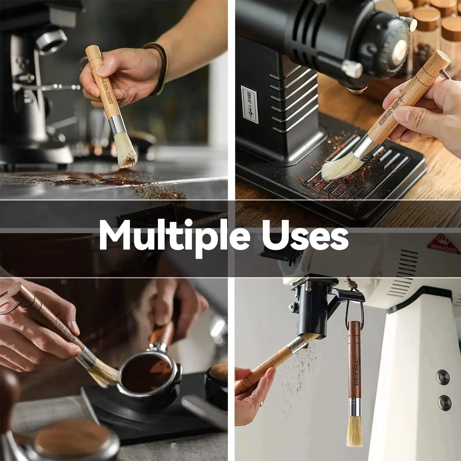 Air Blower And Cleaning Brush Kit For Espresso Machines And Coffee Grinders, All In One Dust Duster With Walnut Wood Handle Brush And Silicone Nozzle, Your Go To For Espresso, Camera, Keyboard And Coffee Powder Cleaning CS7088 OS - Image 6