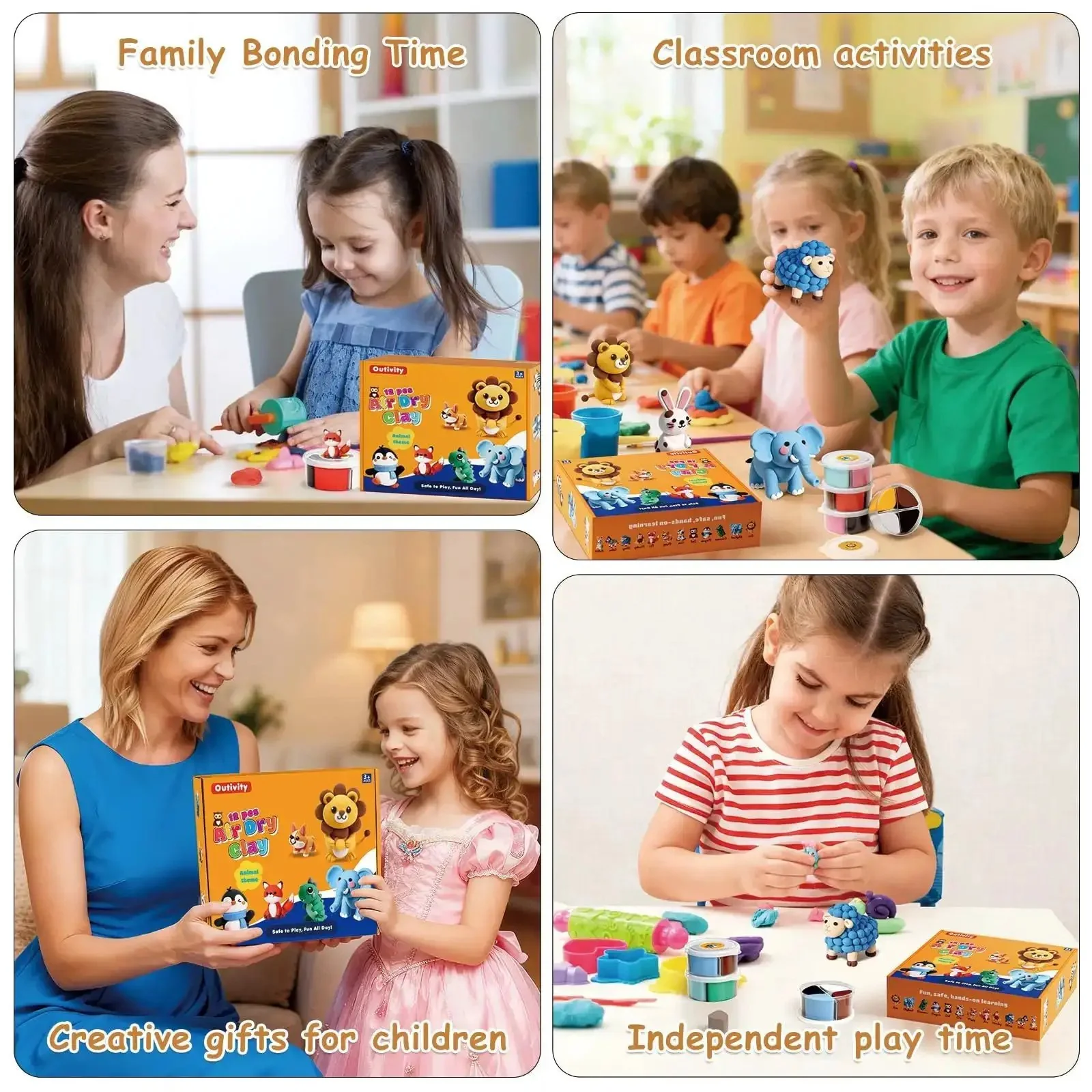 Air Dry Clay Kit For Kids With 12 Animal Crafts Colorful Modeling Clay And Sculpting Tools Step By Step Tutorials Safe Nonstick Diy Art Set Kid Friendly Fun Easy To Use Perfect Gift For Ages Three To Twelve Boys And Girls - Image 3
