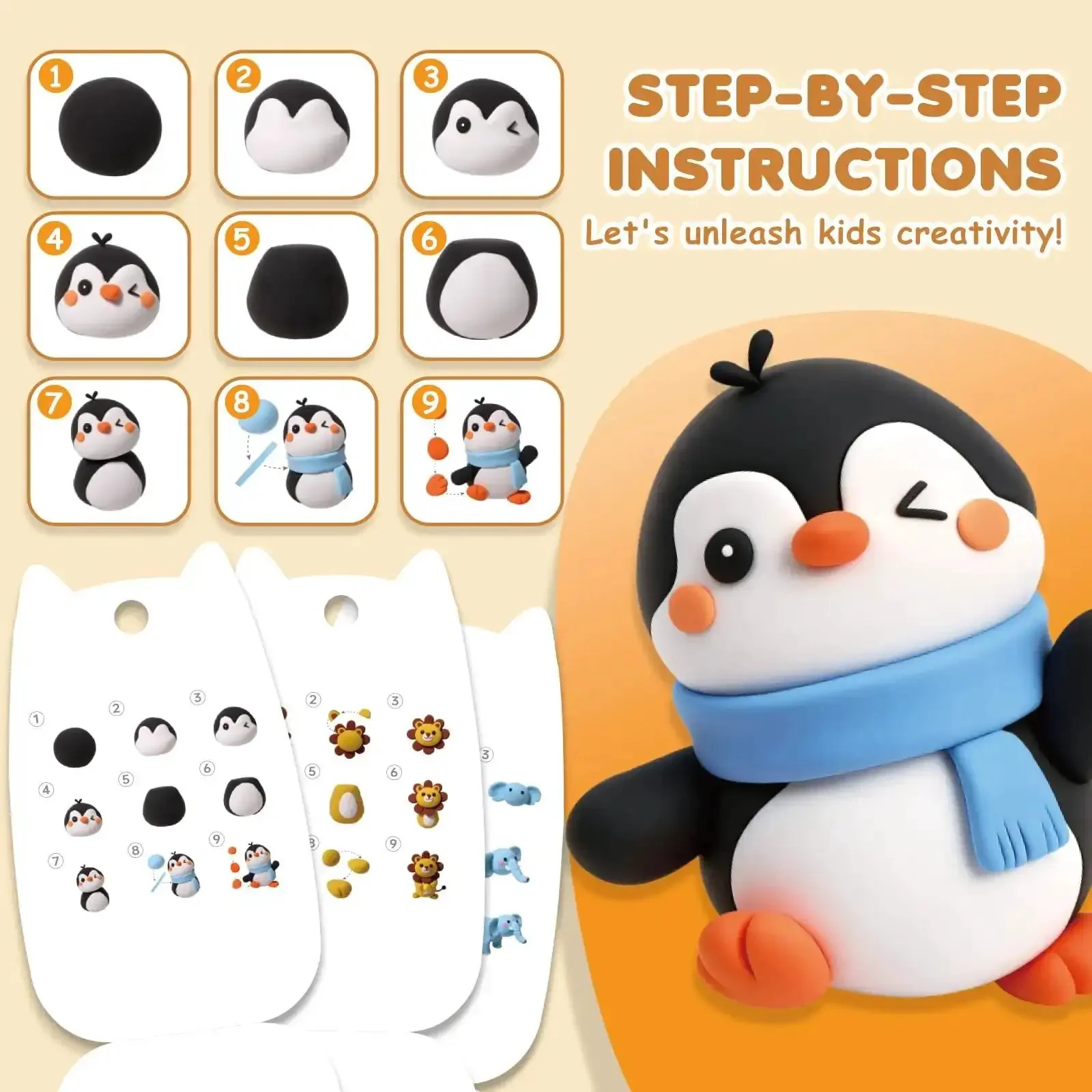 Air Dry Clay Kit For Kids With 12 Animal Crafts Colorful Modeling Clay And Sculpting Tools Step By Step Tutorials Safe Nonstick Diy Art Set Kid Friendly Fun Easy To Use Perfect Gift For Ages Three To Twelve Boys And Girls - Image 4