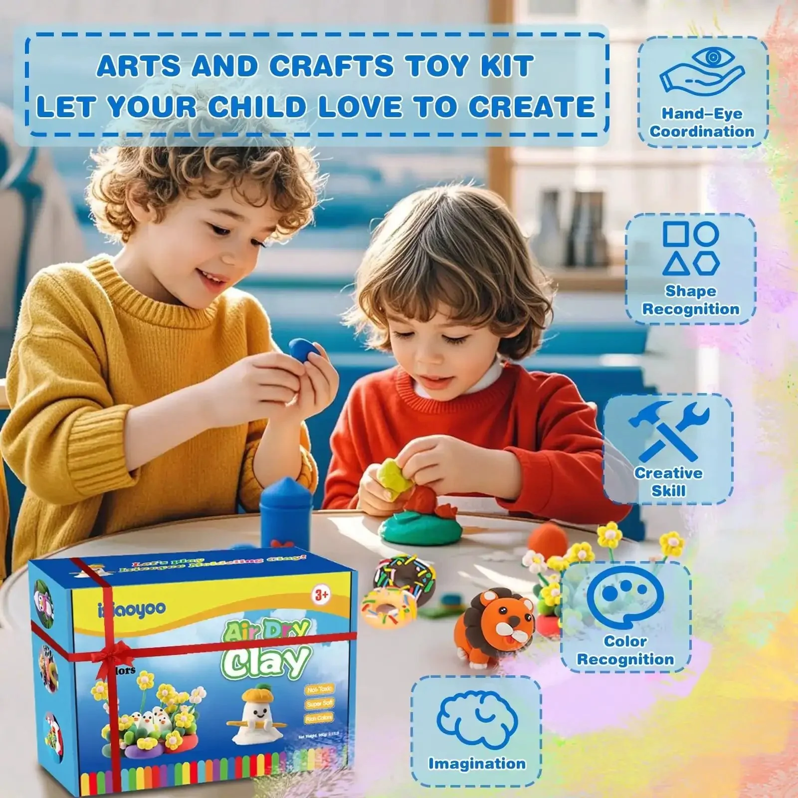 Air Dry Clay Kit For Kids With 158 Colors And Sculpting Tools, DIY Modeling Clay Set For Arts And Crafts, Kid Friendly Safe Non Toxic Fun For Boys And Girls Ages 3 To 12, Perfect Birthday And Christmas Gift - Image 7