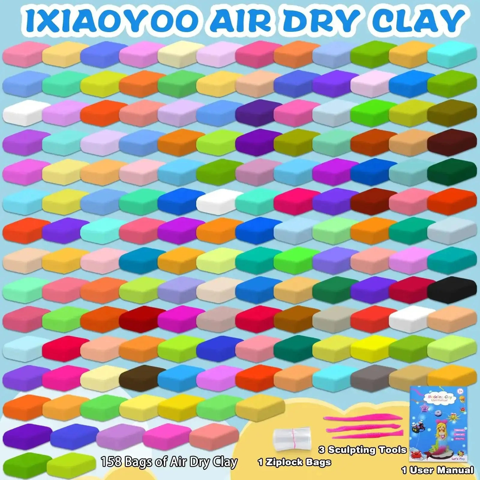 Air Dry Clay Kit For Kids With 158 Colors And Sculpting Tools, DIY Modeling Clay Set For Arts And Crafts, Kid Friendly Safe Non Toxic Fun For Boys And Girls Ages 3 To 12, Perfect Birthday And Christmas Gift - Image 9