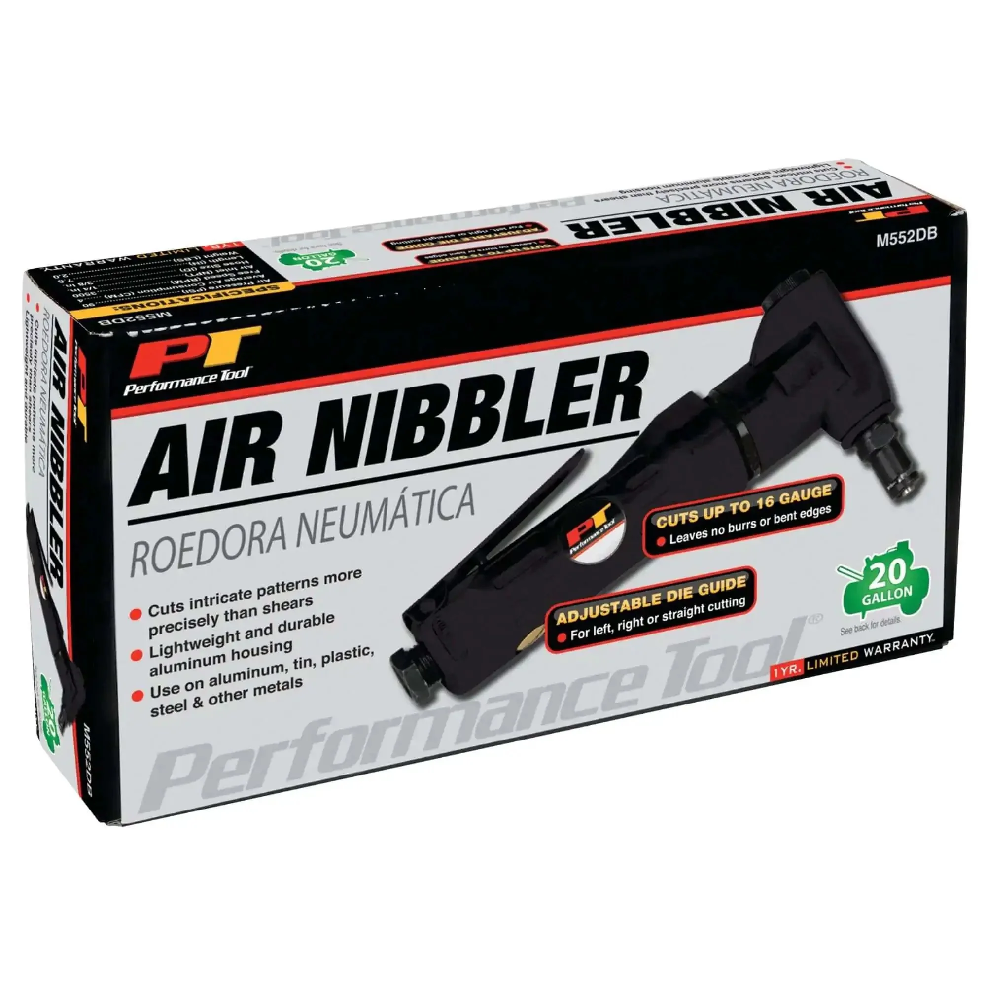 Air Nibbler M552DB Pneumatic Metal Cutter For Sheet Metal And More, Cuts Up To 16 Gauge With Burr Free Edges, Adjustable Die Guide For Left, Right Or Straight Cuts, Lightweight Aluminum Housing, Beast For Steel, Aluminum, Copper, Tin And Plastic - Image 3