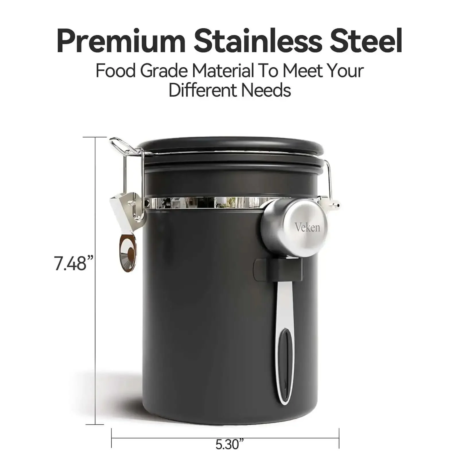 Airtight Stainless Steel Coffee Canister With Window 22 Oz Pantry Storage For Ground Coffee Beans Espresso Tea Sugar Rice Cereal And More Go To Kitchen Organizer For Home Bar Decor Gifts - Image 9