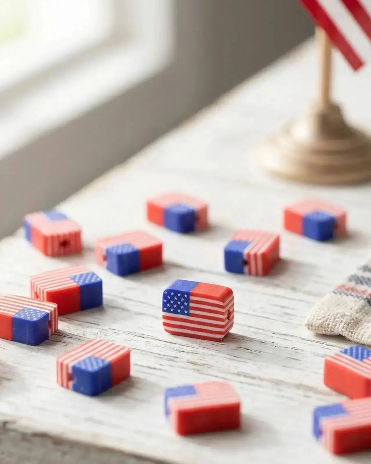 All American Flag Polymer Clay Beads Pack for DIY Jewelry Making, Patriotic Heishi Spacer Beads for Bracelets, Earrings, Necklaces, and Keychains, Perfect 4th of July Independence Day Charms - Image 4