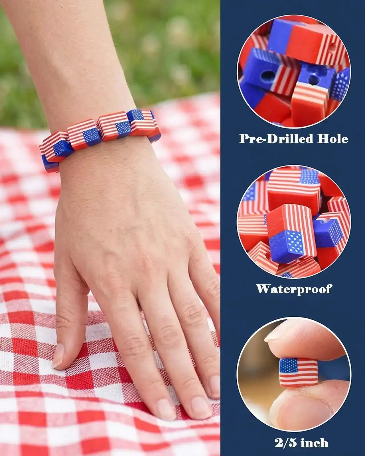 All American Flag Polymer Clay Beads Pack for DIY Jewelry Making, Patriotic Heishi Spacer Beads for Bracelets, Earrings, Necklaces, and Keychains, Perfect 4th of July Independence Day Charms - Image 6