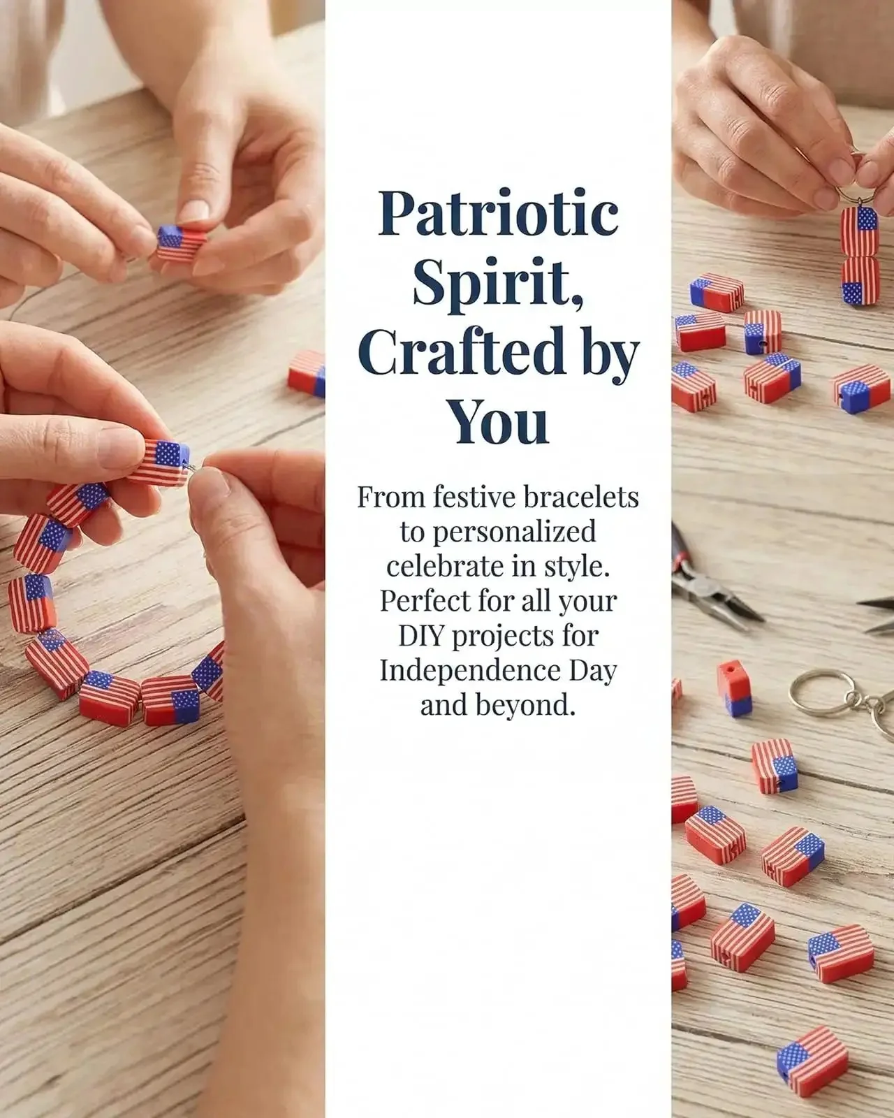 All American Flag Polymer Clay Beads Pack for DIY Jewelry Making, Patriotic Heishi Spacer Beads for Bracelets, Earrings, Necklaces, and Keychains, Perfect 4th of July Independence Day Charms - Image 7