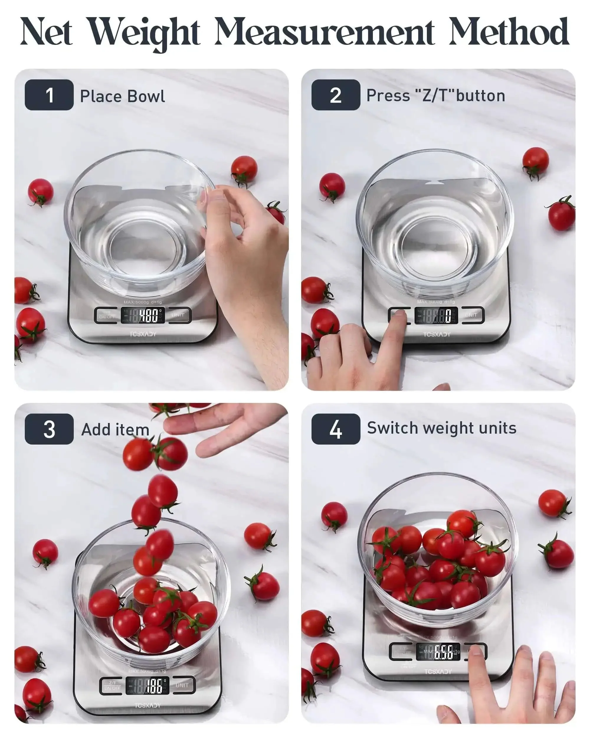 All In One 11 Pound Digital Kitchen Scale With Six Unit Modes G Kg Lb Oz Ml Milk Ml And Tare Function, Compact Stainless Steel Design For Baking, Meal Prep, Healthy Cooking And Precise Recipe Conversions - Image 6