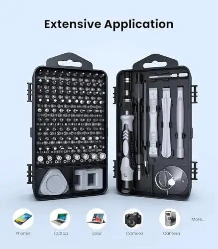 All In One 115 In 1 Precision Screwdriver Set With Magnetic Bits DIY Mini Repair Kit For Phone PC Watch Laptop Tablet Glasses And Other Electronics Includes 100 Bits And Various Opening Tools For Easy Fixes - Image 6