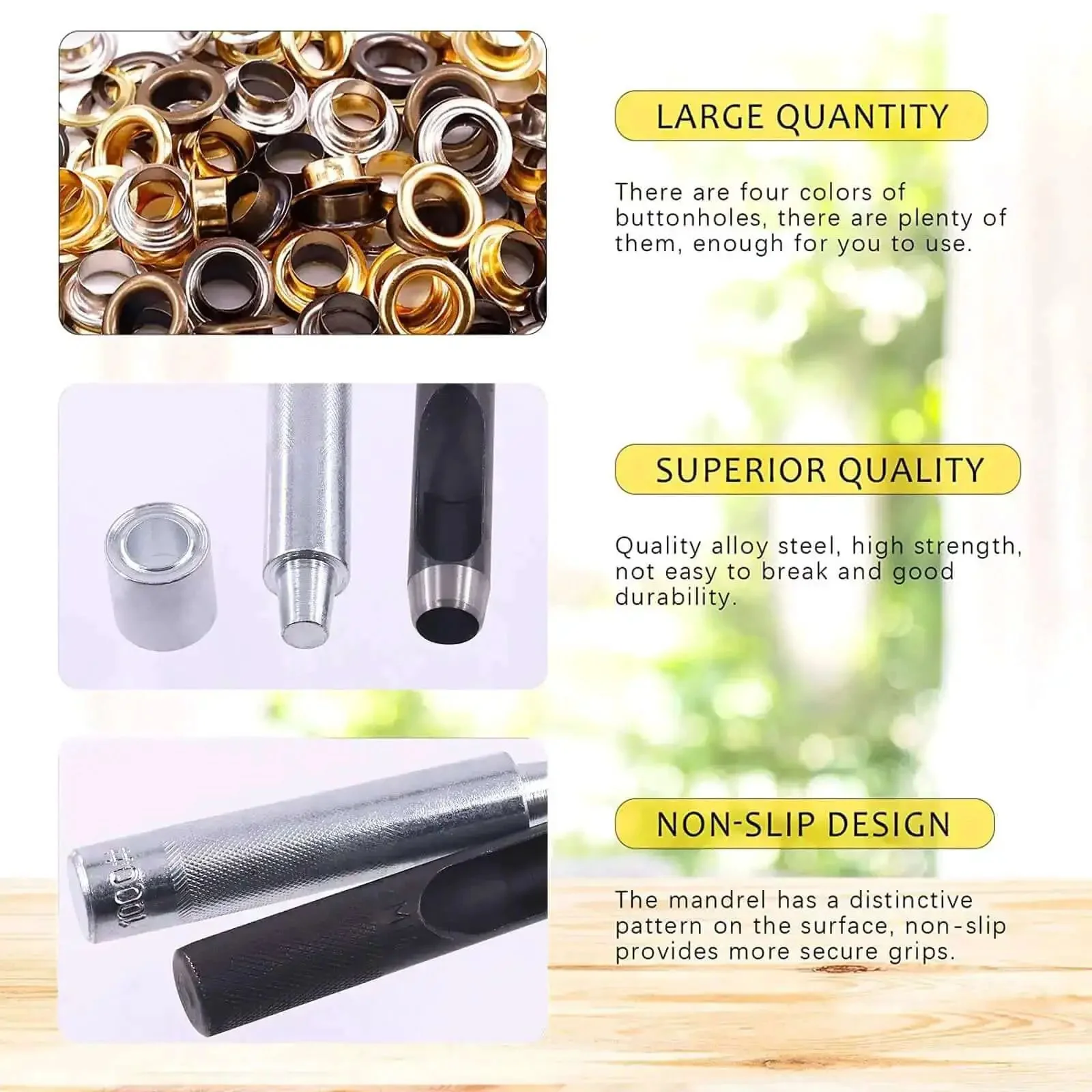 All In One 123 Pcs Grommet Eyelet Kit With 60 Washers And 1 Punch Tool For Canvas And Leather Repairs Four Colors 12mm Half Inch Grommets Setting Base And Installation Tool For DIY Projects - Image 5