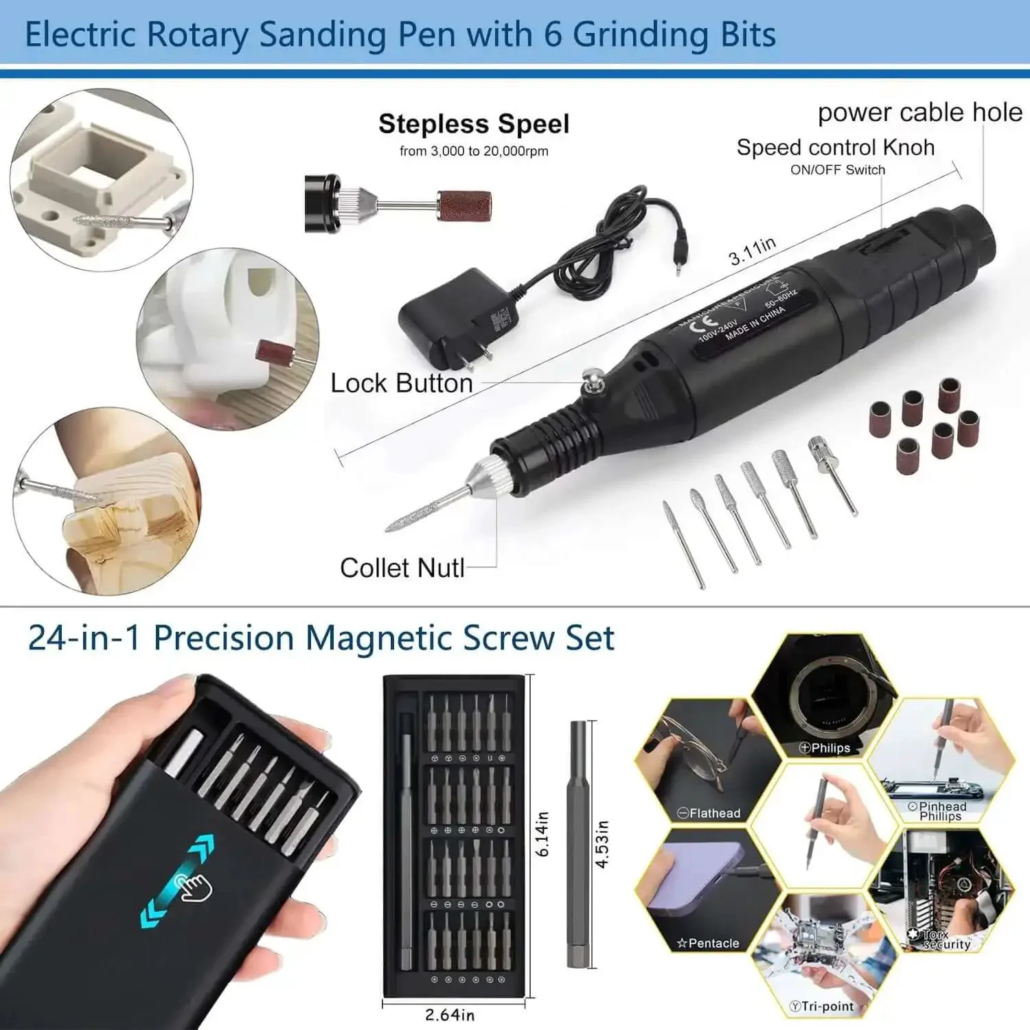 All In One 124 Piece 3D Printer Tool Kit With Carry Case For Finishing Cleaning Nozzles Trimming And Sanding Pro Grade Mini Rotary Tool And Modeler Tools For Easy Print Cleanup And Maintenance - Image 8