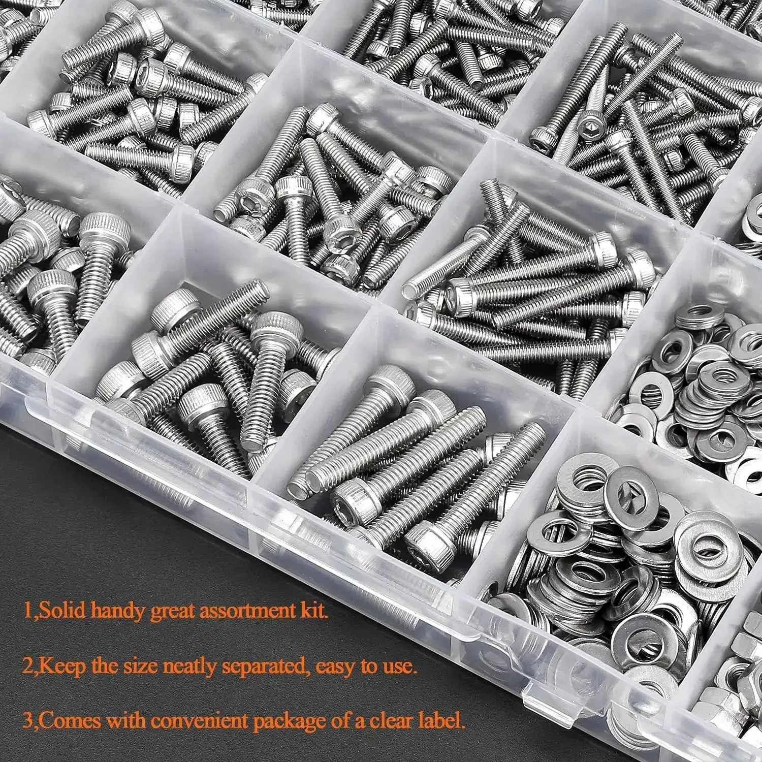 All In One 1280 Piece Stainless Steel Hex Socket Cap Screw Kit M2 M2.5 M3 M4 With Nuts Washers And Hex Wrenches 304 Grade Hardware Set For Electronics DIY Projects And Everyday Repairs - Image 3