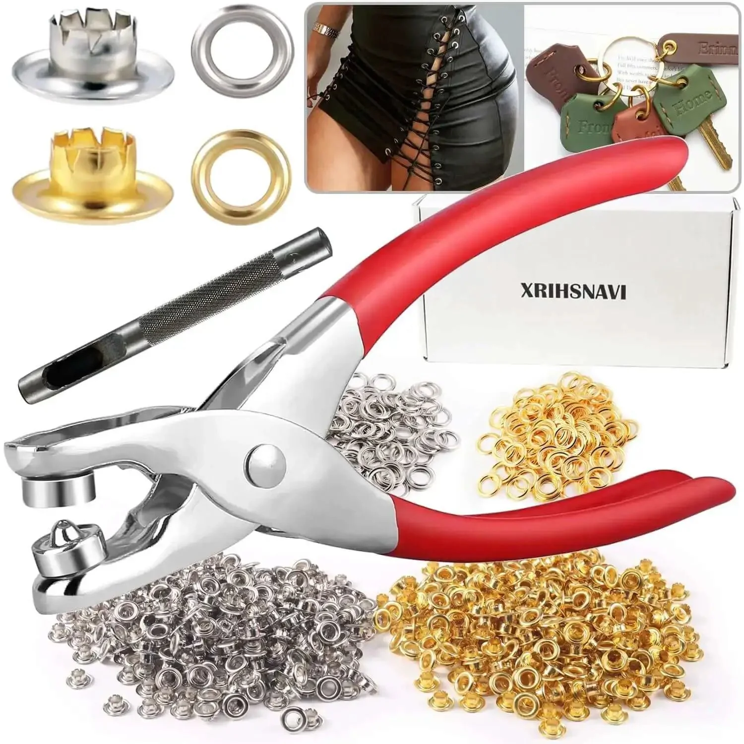 All In One 1403 Piece Grommet Kit With One Quarter Inch Grommets Eyelet Punch Pliers Hole Punch Storage Box For DIYers And User Manual For DIY Fabric Tarps Leather Canvas Paper Crafts