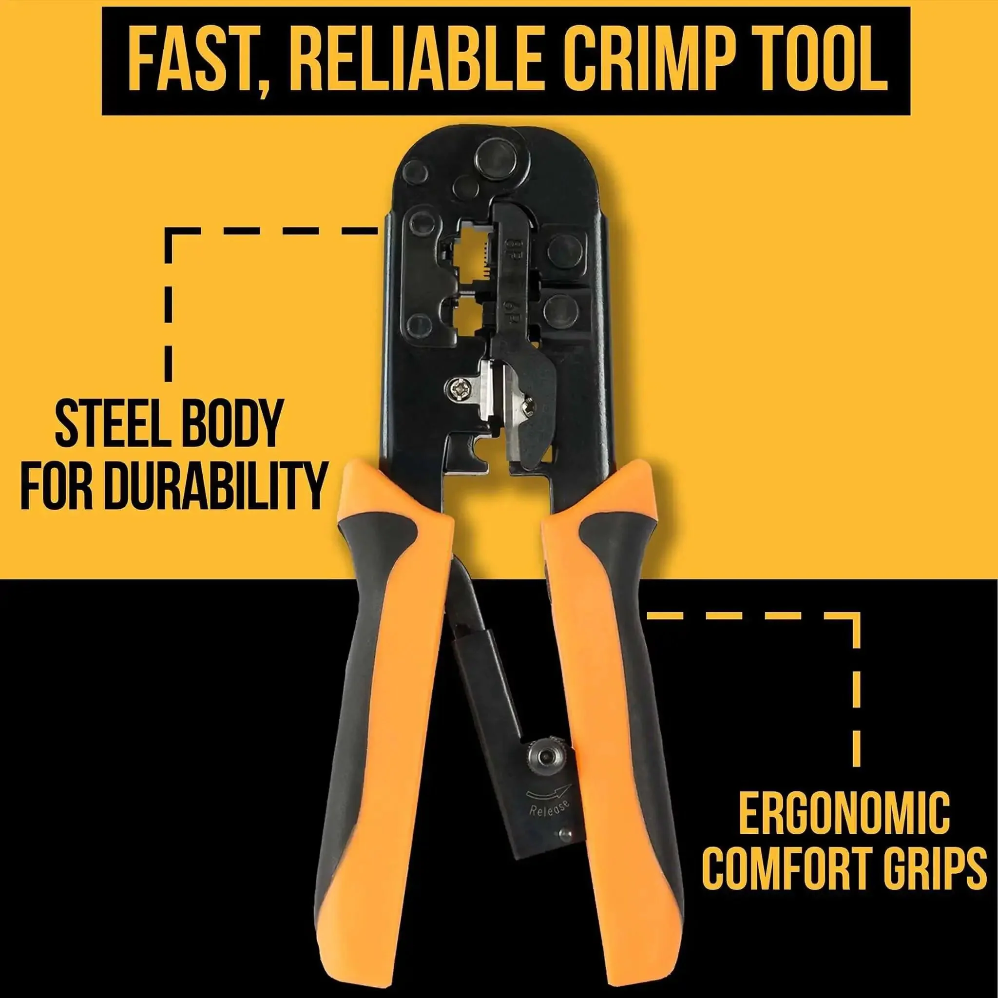 All-In-One 15-In-1 Network Tool Kit For Ethernet Cabling Pro Grade RJ45 Crimp Tool Cat5 Cat6 Tester Wire Stripper Cutter Twisting Tool Punch Down Tool Screwdriver Knife In A Lightweight Portable Case - Image 8
