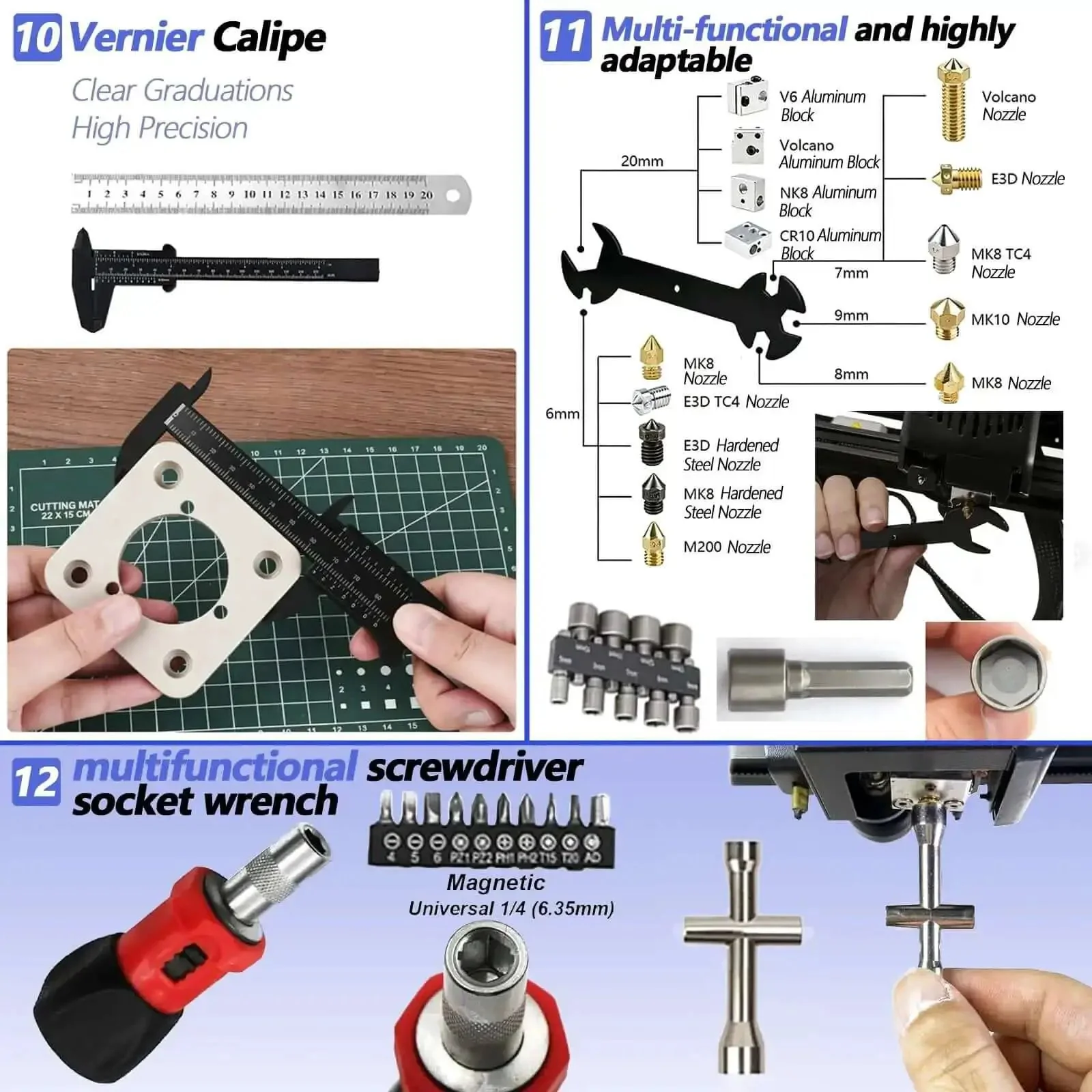 All In One 262 PC 3D Printer Tool Set With Tool Bag For Removal Trimming Finishing Sanding Cleaning And Scraping Pro Grade Nozzle Cleaning Kit Plus Mini Electric Grinder For Full Process Modeling - Image 5