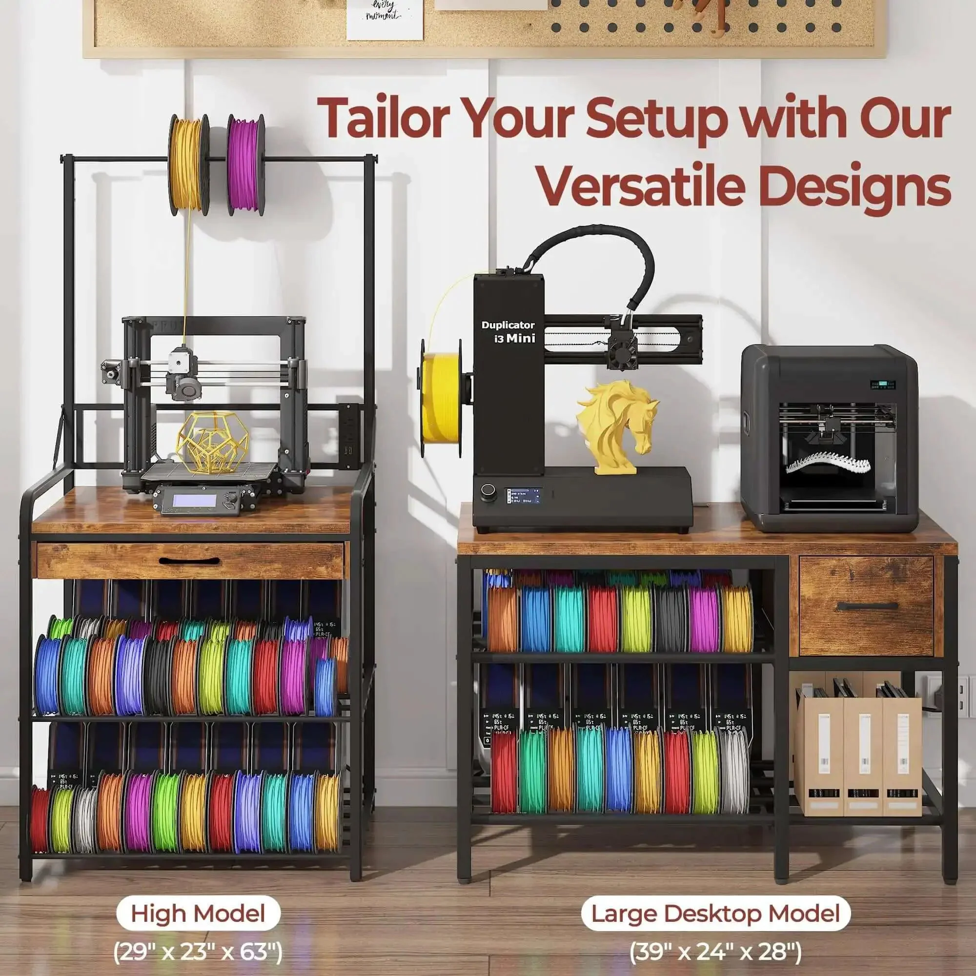 All In One 3D Printer Workstation With Filament Storage, Metal Table, Drawer, And Power Hub For Workshop, Studio, Or Office, Heavy Duty Build To Last, Ideal For Organizing Prints And Tools - Image 2