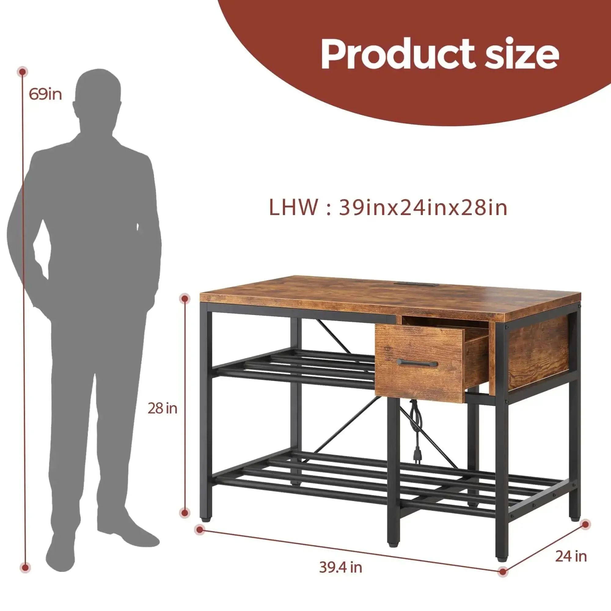 All In One 3D Printer Workstation With Filament Storage, Metal Table, Drawer, And Power Hub For Workshop, Studio, Or Office, Heavy Duty Build To Last, Ideal For Organizing Prints And Tools - Image 9