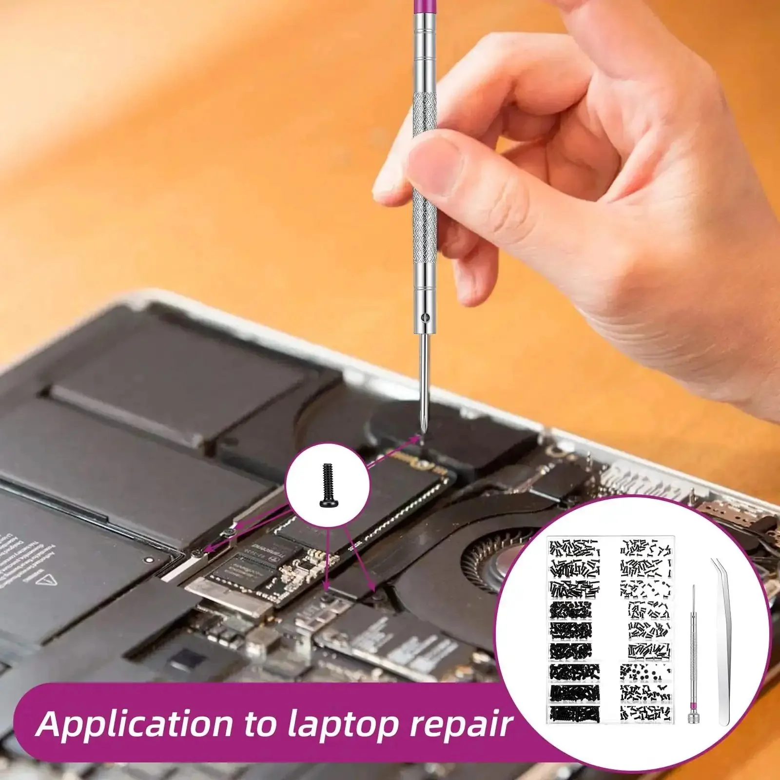 All-In-One 500-Piece Micro Screw Repair Kit With Tweezers For Glasses, Watches, Laptops And SSDs, Includes M1.2 M1.4 And M2 Screws, Thin Profile Bits And Precision Driver For Gadget DIYers - Image 2