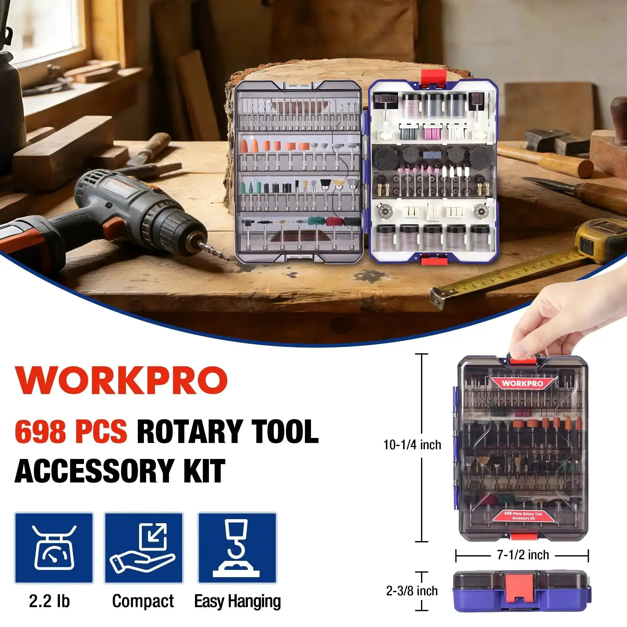 All In One 698 Piece Rotary Tool Accessories Kit With Diamond Cutting Wheels Sanding Bands And Discs Flap Wheels Cut Off Wheels Sanding Paper Polishing Pads Do It All For Easy Cutting Grinding Sanding Polishing Cleaning Drilling Carving And Engraving - Image 9