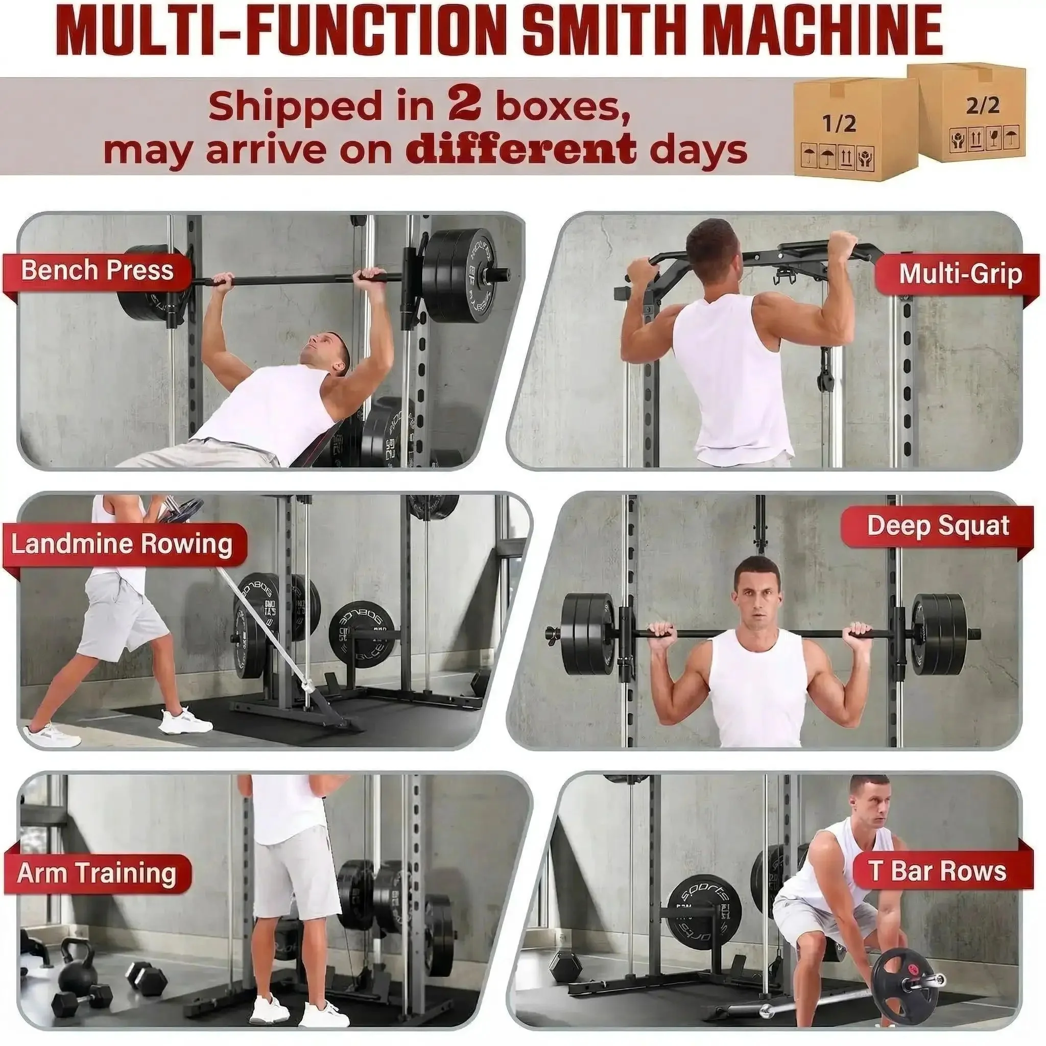 All In One Adjustable Smith Machine With Lat Pulldown System Multi Function Power Cage For Home Gym Cable Crossover Squat Rack Training Equipment With Attachments - Image 8