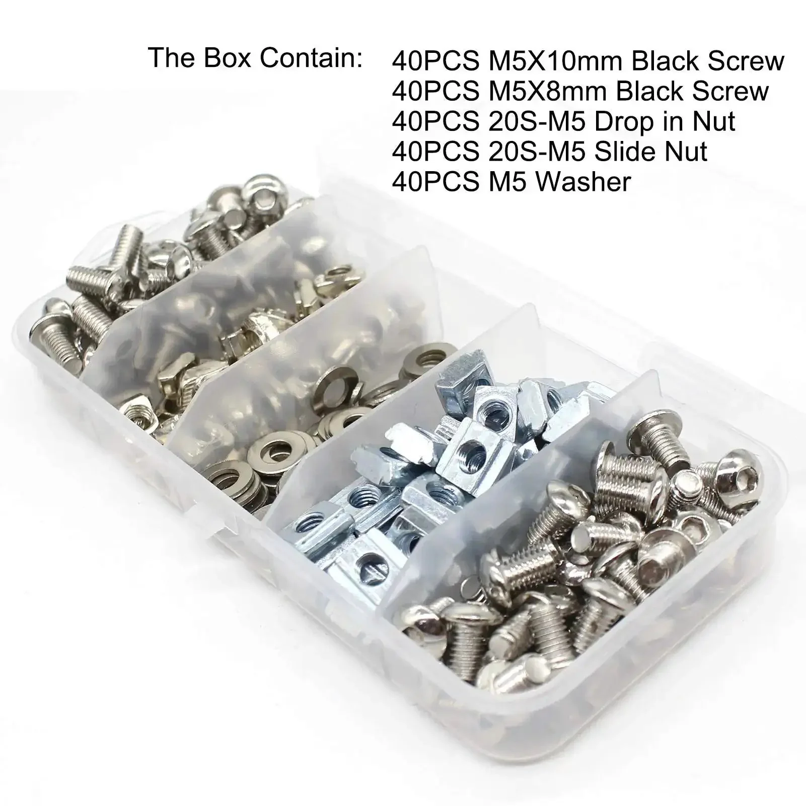 All In One Aluminum Extrusion Hardware Kit With 200Pcs M5 T Slot Nuts Bolts And Screws For 20x20 2020 2040 Profiles In A Clear Organizer Case Includes One Handy Wrench And Organized Storage For Easy Assembly - Image 7