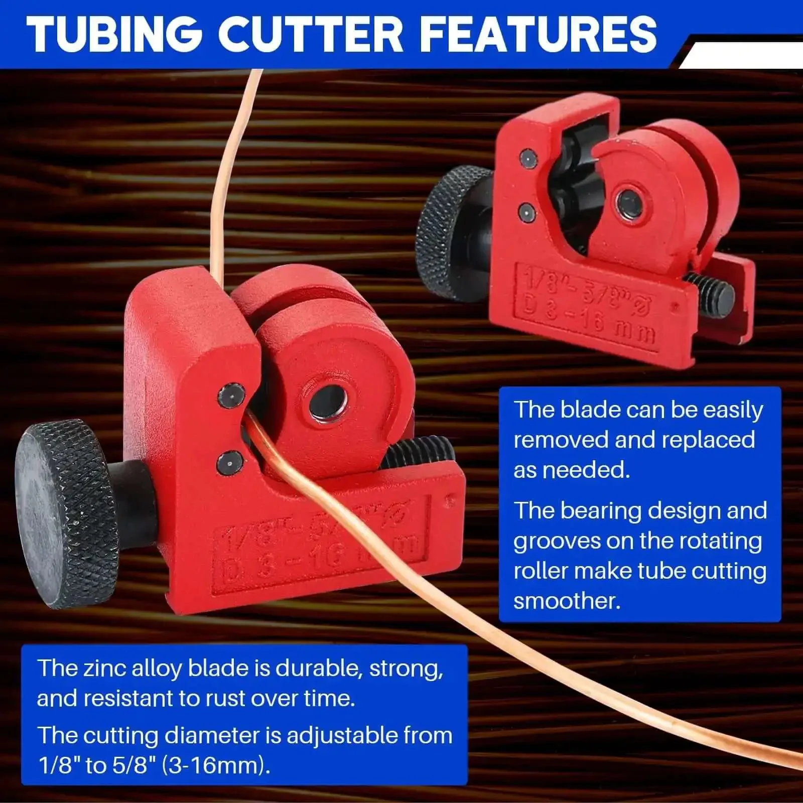 All In One Brake Line Flaring Tool Kit With Tubing Cutter For Copper Aluminum Brass Magnesium And Soft Steel Includes Five Flaring Dies For Three Sixteenths To One Half Inch And A Yoke For 45 Degree Flare Repairs - Image 3