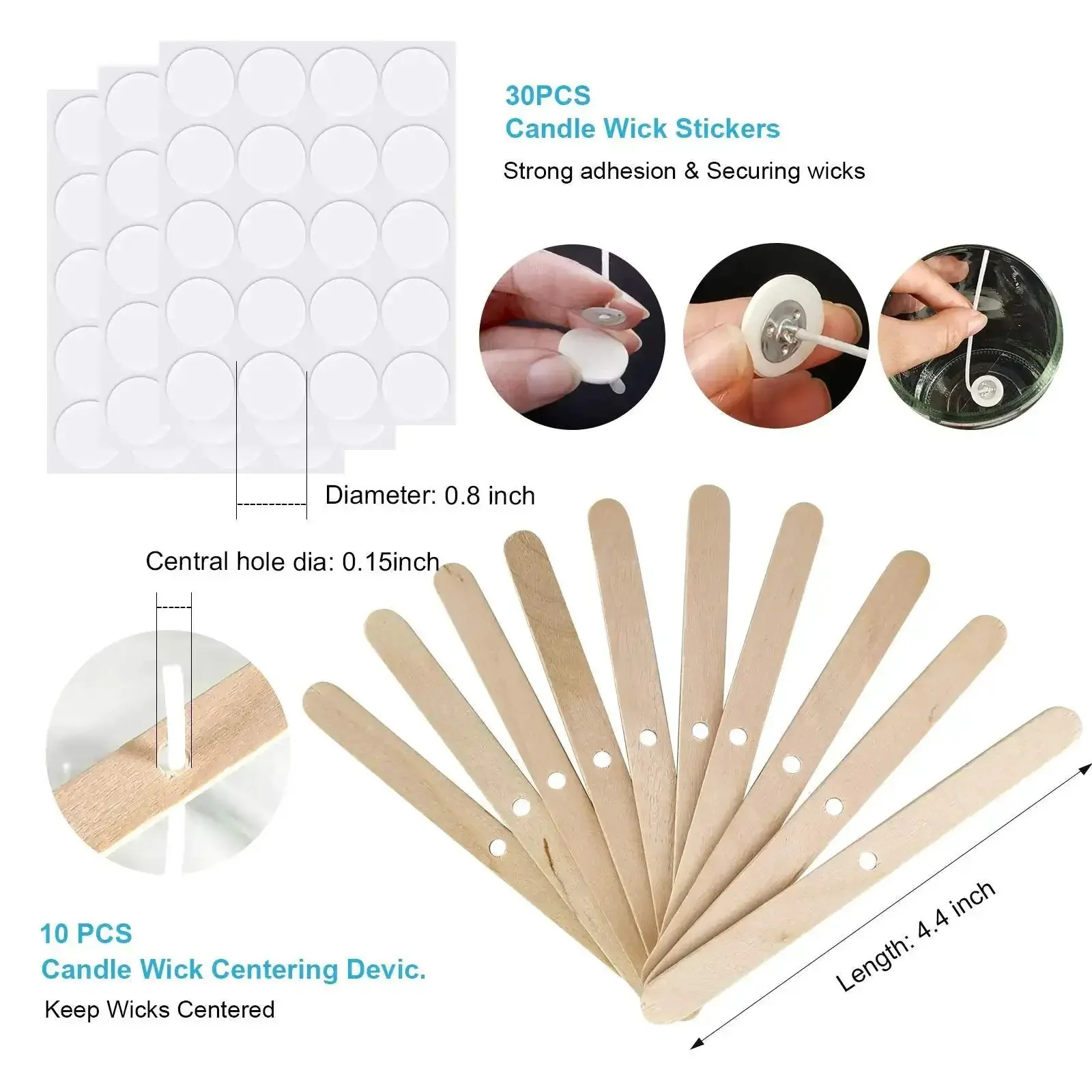 All In One Candle Making Kit With 100 Six Inch Cotton Wicks 30 Sticker Sets And 10 Centering Tools For Soy And Beeswax Jar Candles DIY Starter Kit For A Clean Eco Friendly Burn - Image 5
