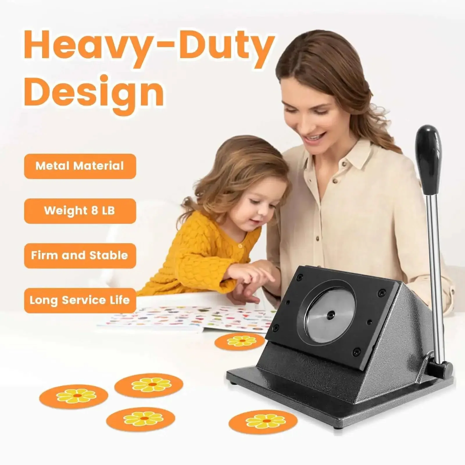 All In One Circle Cutter And Button Paper Cutter For DIY Badges, 2.39 Inch Circle Punch, 60.5mm Round Die Cutter, 50mm Button Size, Precision Craft Tool For Crafting Custom Badges And Easy Everyday Projects - Image 4