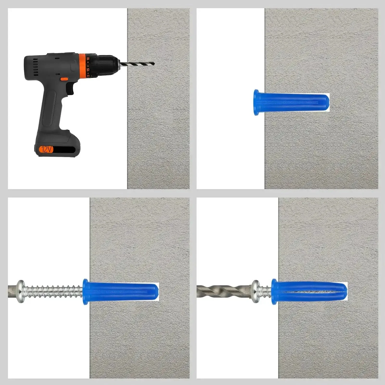 All In One Concrete Anchors And Screws Kit For Masonry Projects, 180 Piece Set With 90 Concrete Wall Anchors And 90 Self Tapping Screws For Brick Cement Stucco Block And Tile, DIY Friendly No Sweat Install Includes 2 Drill Bits - Image 3