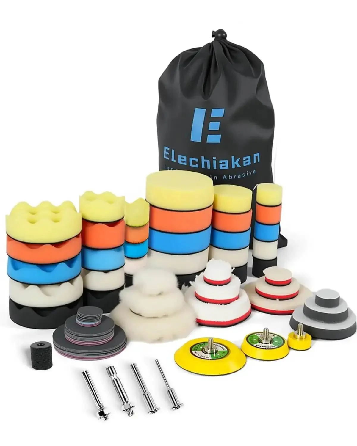 All-In-One Drill Polishing Pad Kit, 78-Piece Buffing Pads Set With 1/2/3 Inch Backing Plates And Threaded Rods, Ideal For Dremel Mini Polisher Sander, Headlight Restoration, Waxing, And Car Detailing