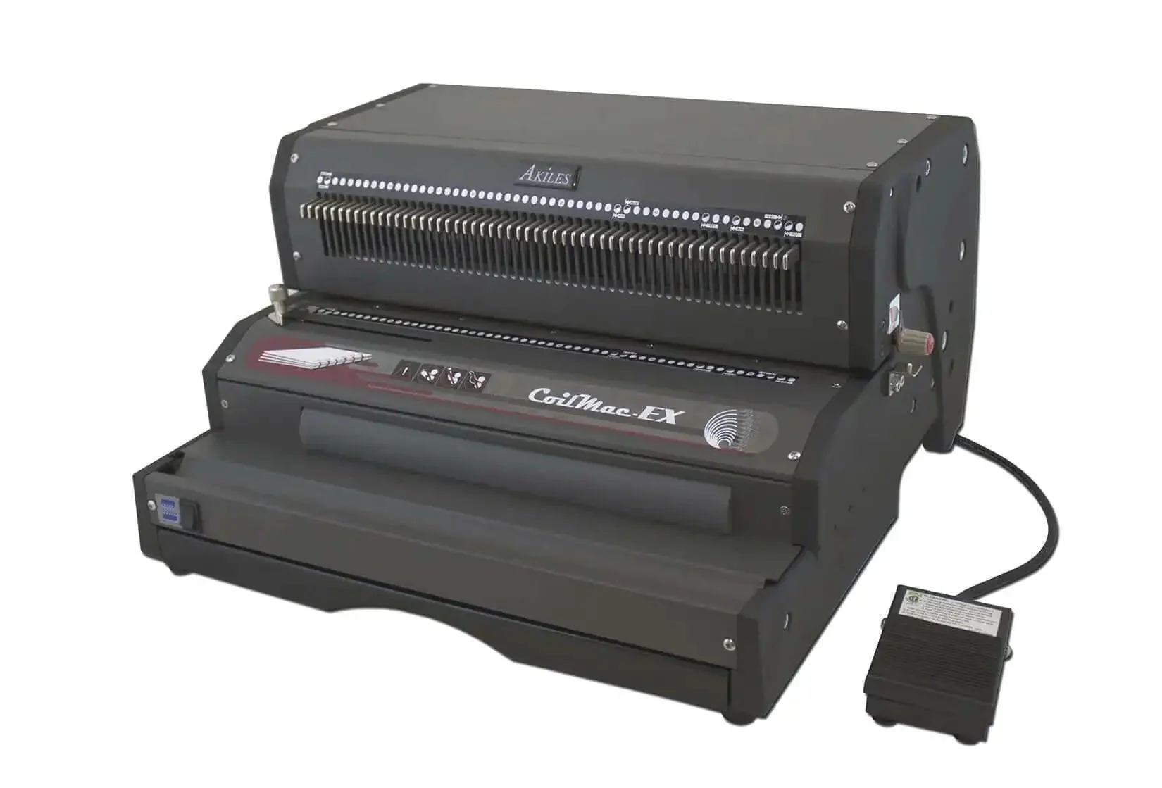 All-In-One Electric Coil Binding Machine With Punch, Inserter And Crimper - 54 Pin, 4x5mm Oval Holes, 4:1 Pitch, 13 Inch Punching Length, Open-Ended Continuous Guide For Long Docs, High-Volume Coil Punch And Insert, Foot Pedal Operation - Image 8