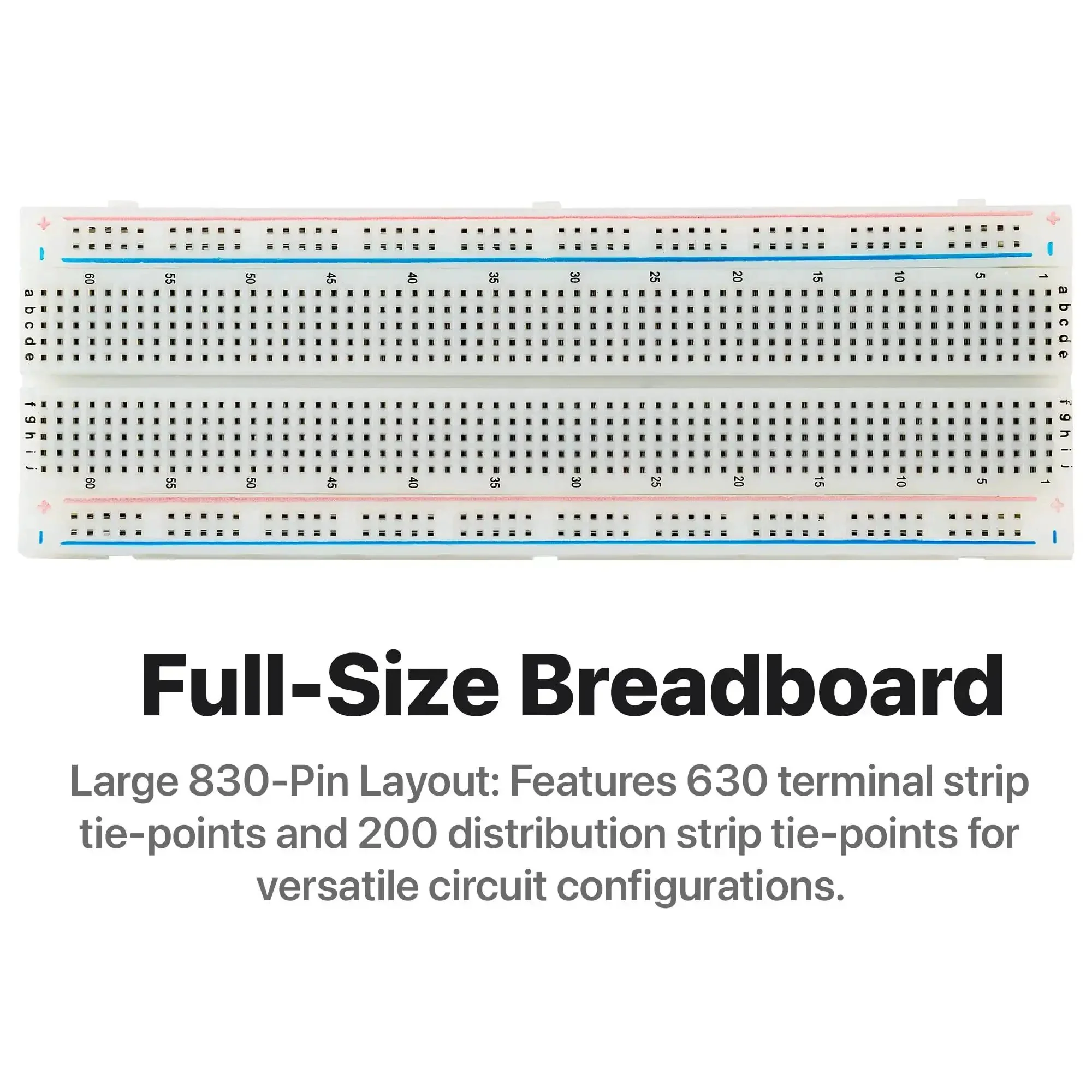 All In One Electronics Prototyping Starter Kit With 830 Point Breadboard And Type-C Power Supply, 120 Jumper Wires, 50 RGB LEDs, Sensors, Resistors, Capacitors, And More For Arduino ESP32 STEM DIY Projects - Image 3