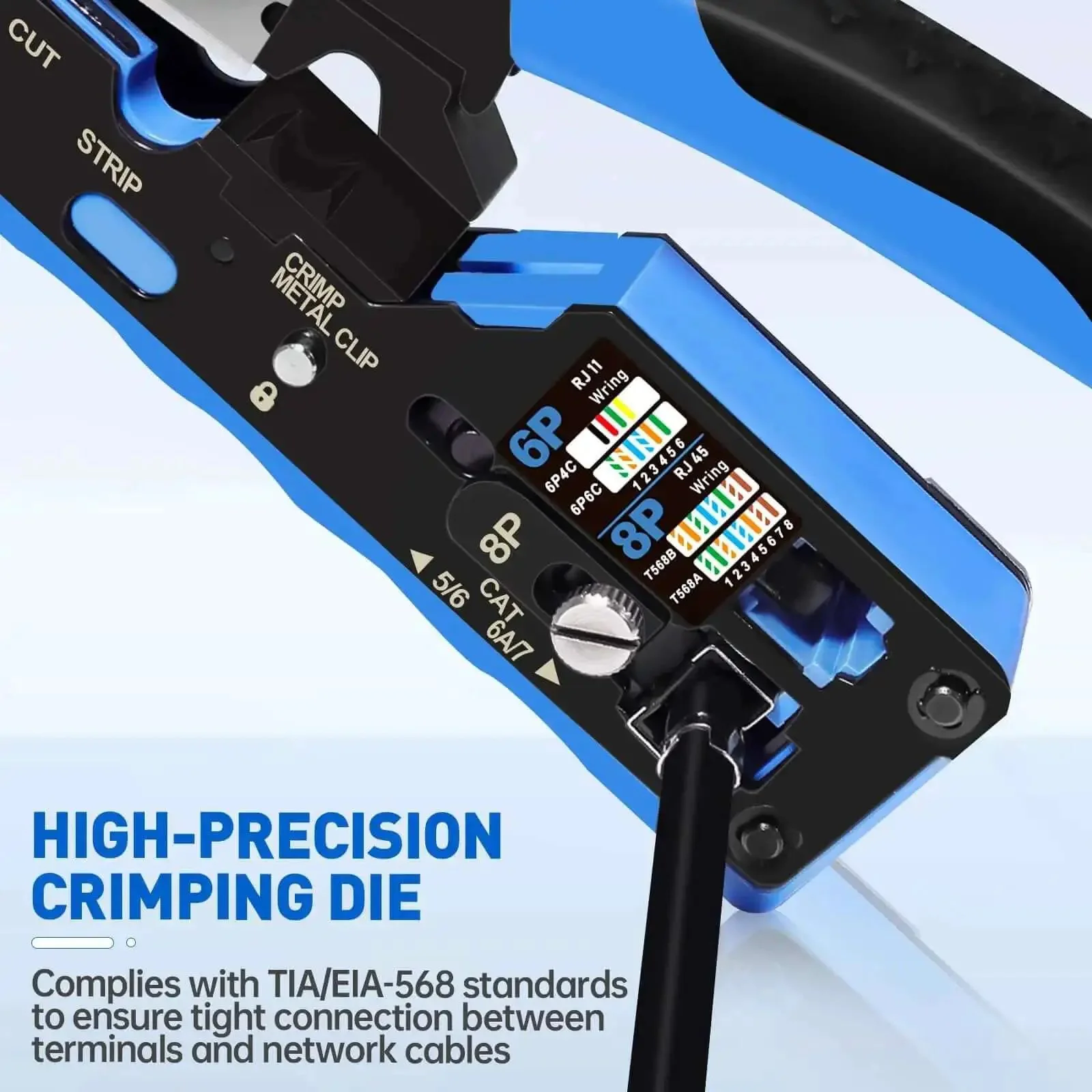 All In One Ethernet Crimping Tool Kit With Wire Stripper, 10 Cat7 RJ45 Pass-Through Connectors And 10 Boots, Durable Storage Case, Perfect For DIY Home Networking Installations And Cabling Projects - Image 2